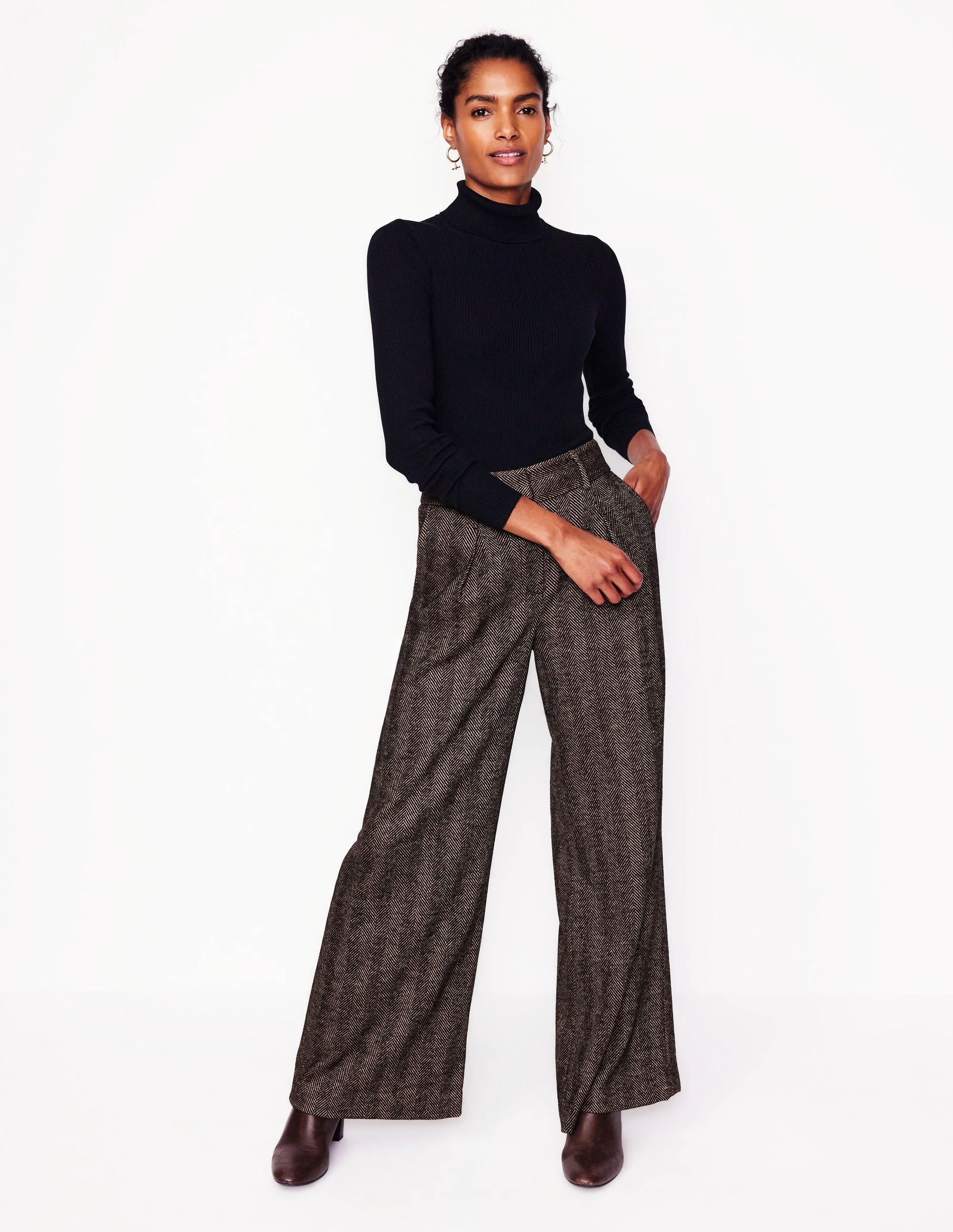 Chiswick Wool Blend Pants-Brown Herringbone - Image 6