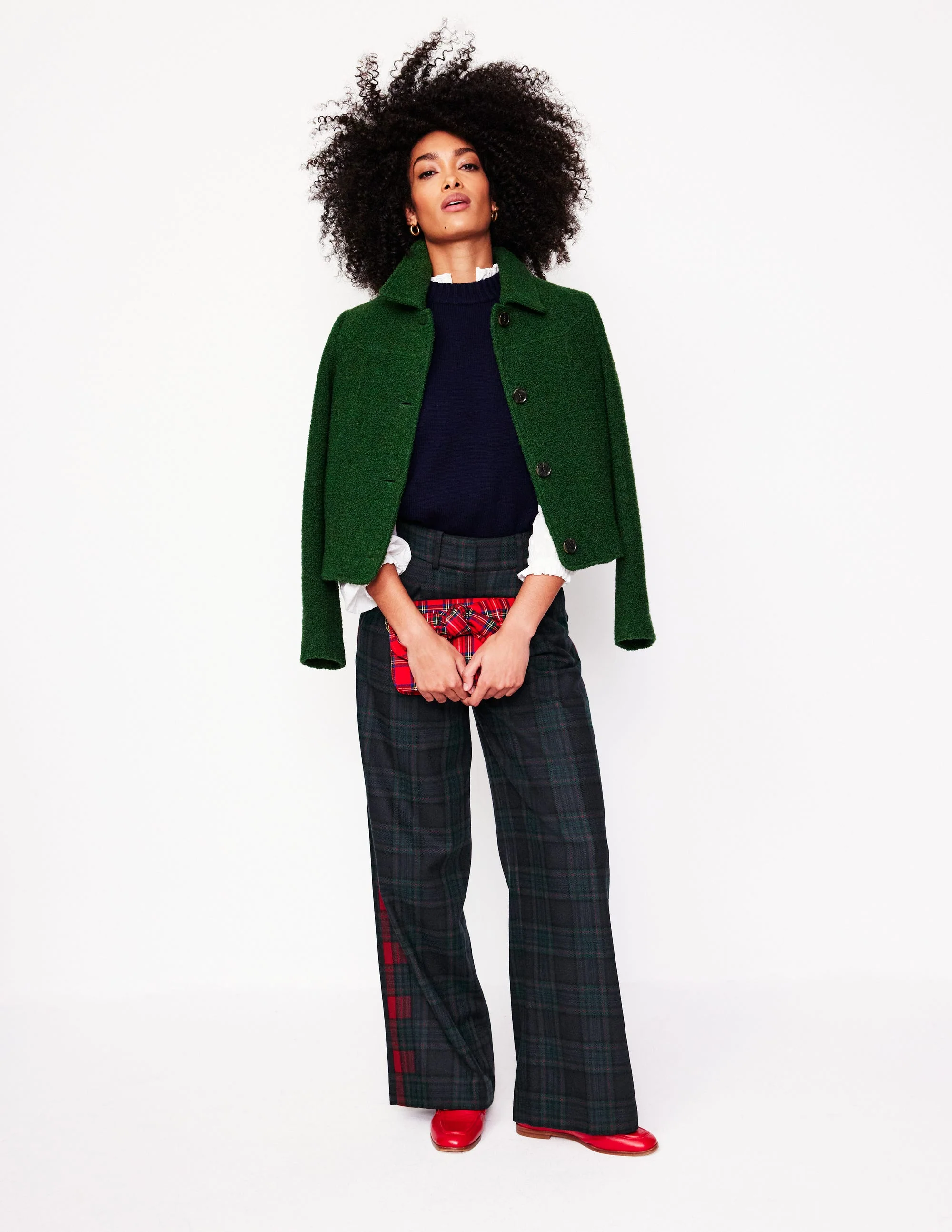 Chiswick Wool Blend Pants-Navy and Green Check - Image 5
