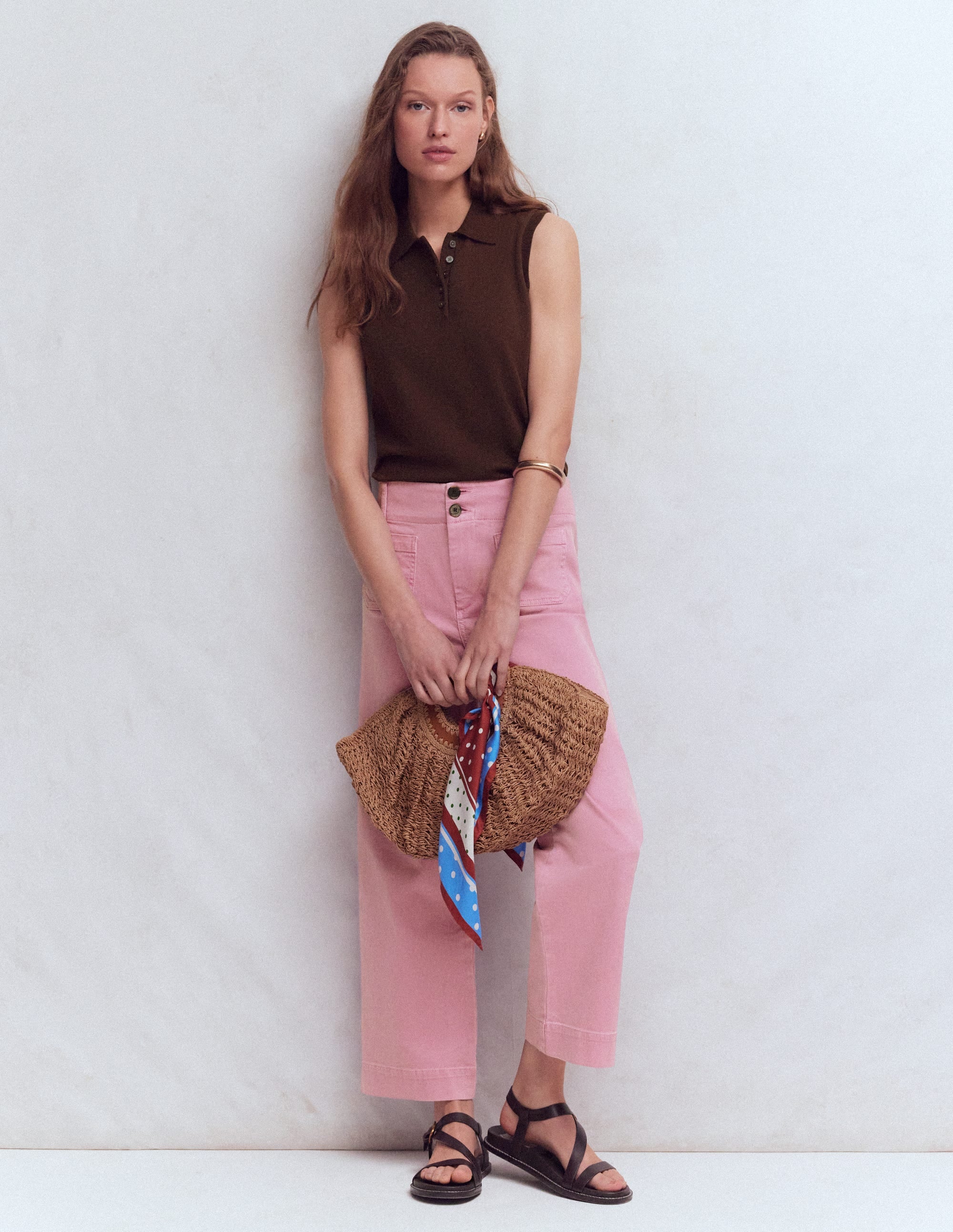 Chloe Henley Knitted Tank-Bitter Chocolate - Image 5