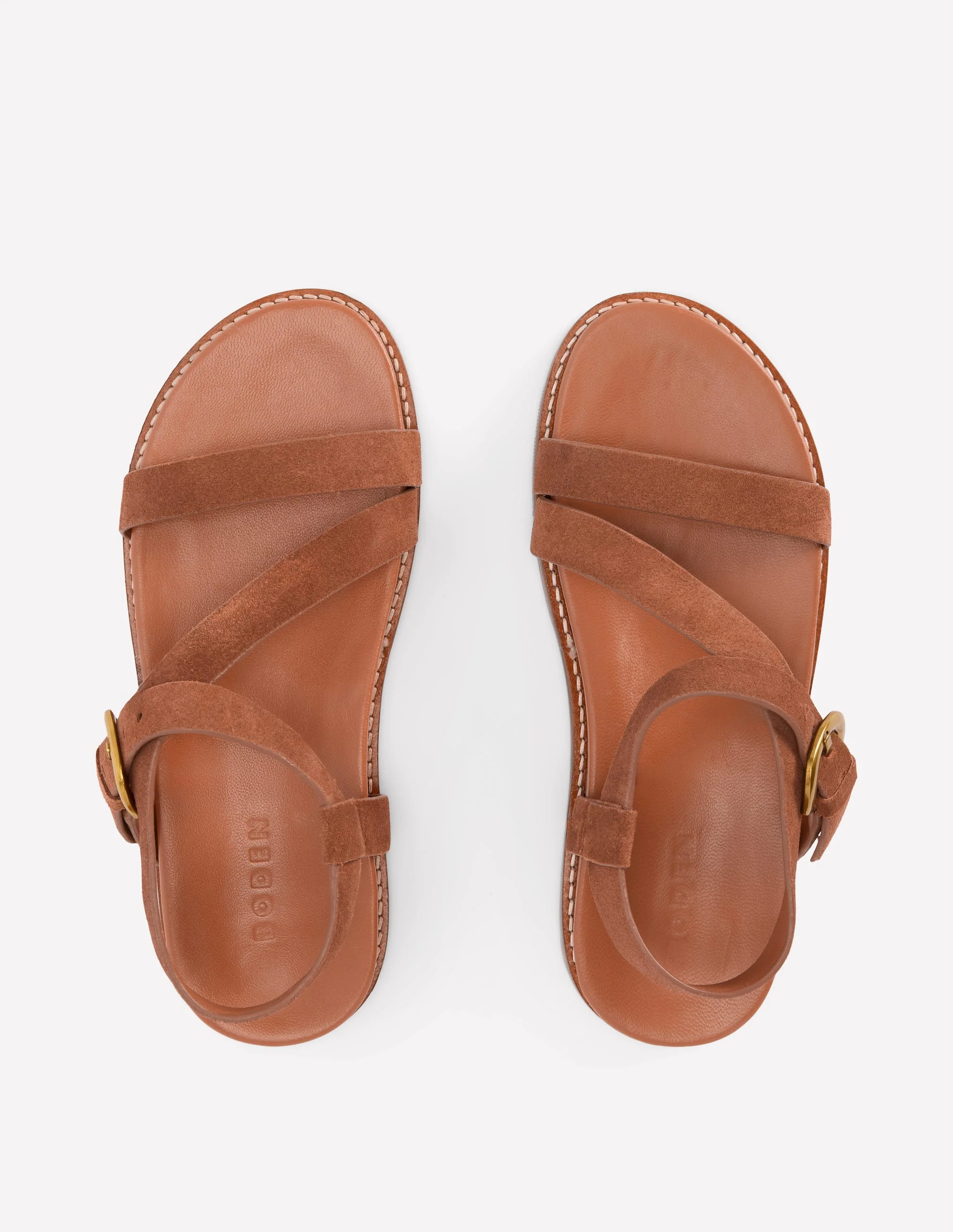 Chunky Asymmetric Sandal-Tan Suede - Image 5