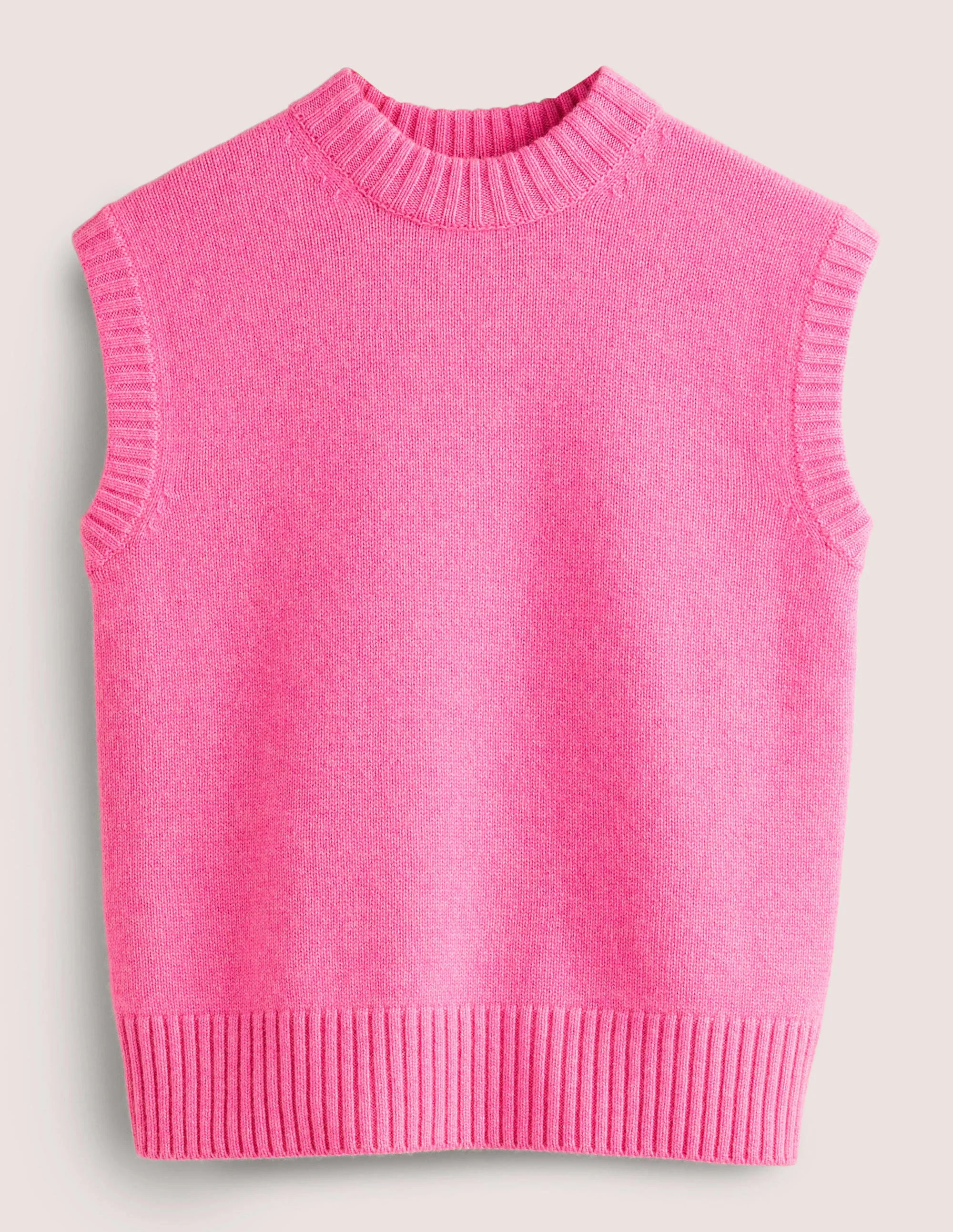 Chunky Cashmere Crew Neck Vest-Cherry Blossom Melange - Image 8