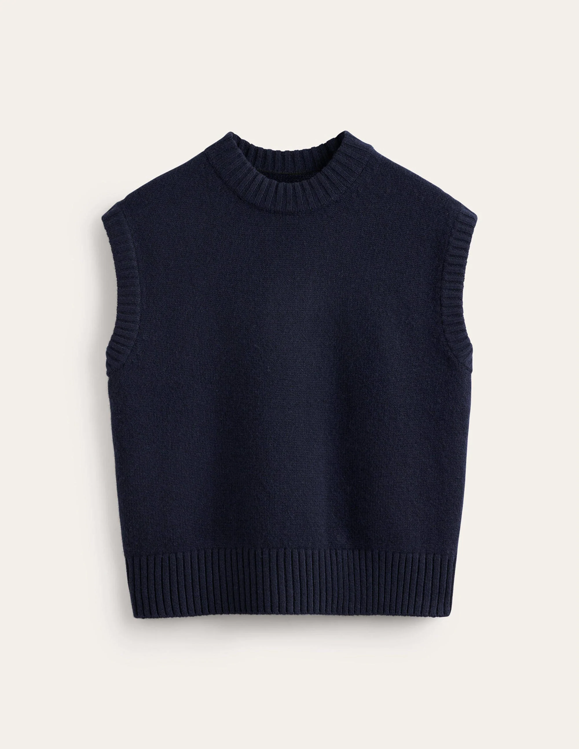 Chunky Cashmere Crew Neck Vest-navy - Image 5
