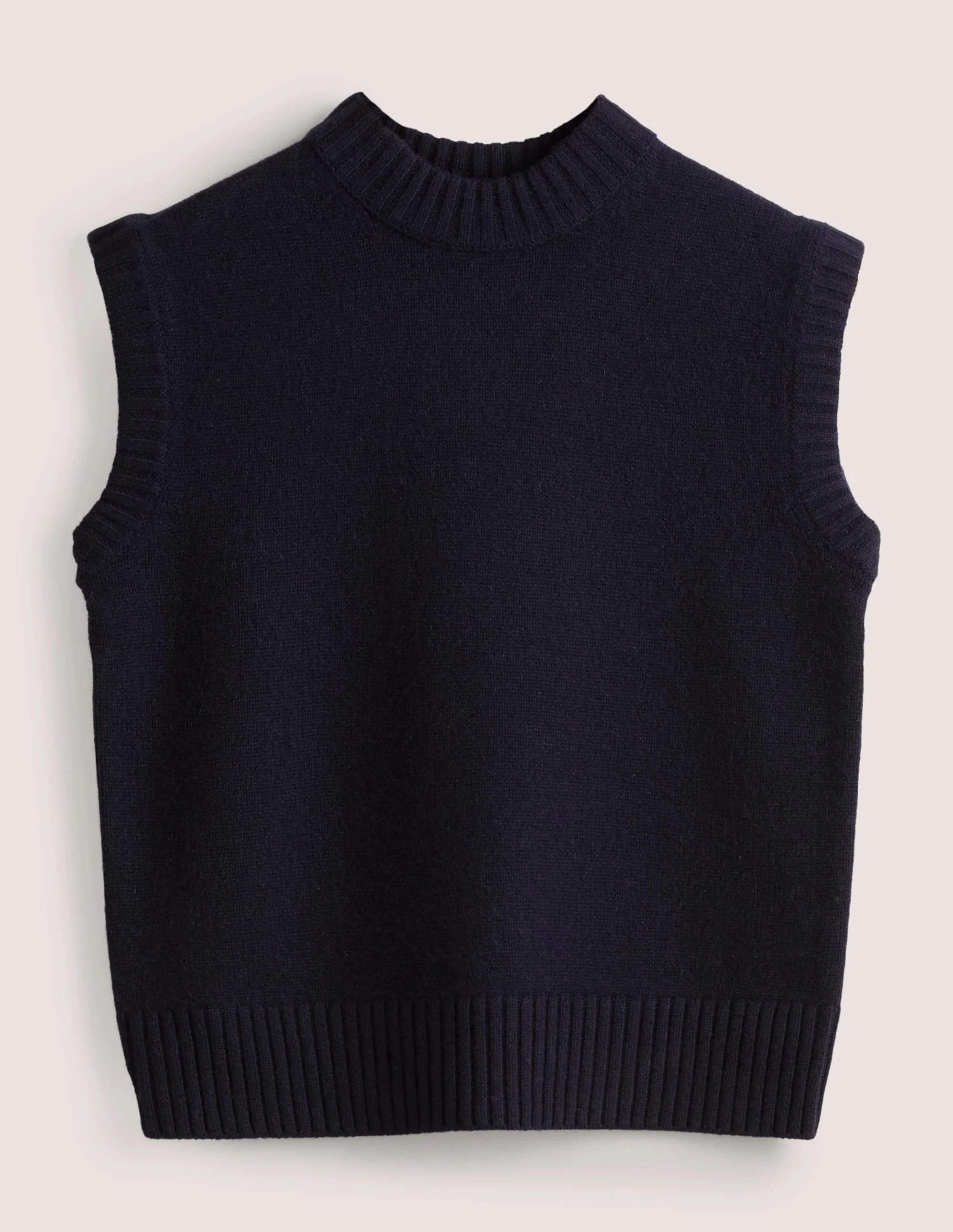 Chunky Cashmere Crew Neck Vest-Navy - Image 6