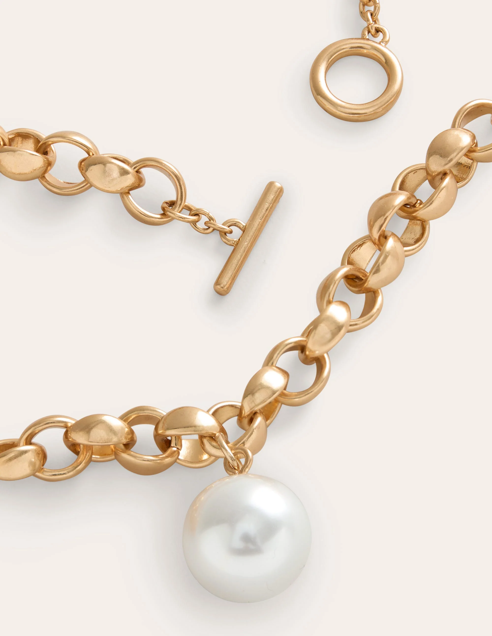 Chunky Faux Pearl Necklace-Gold - Image 3