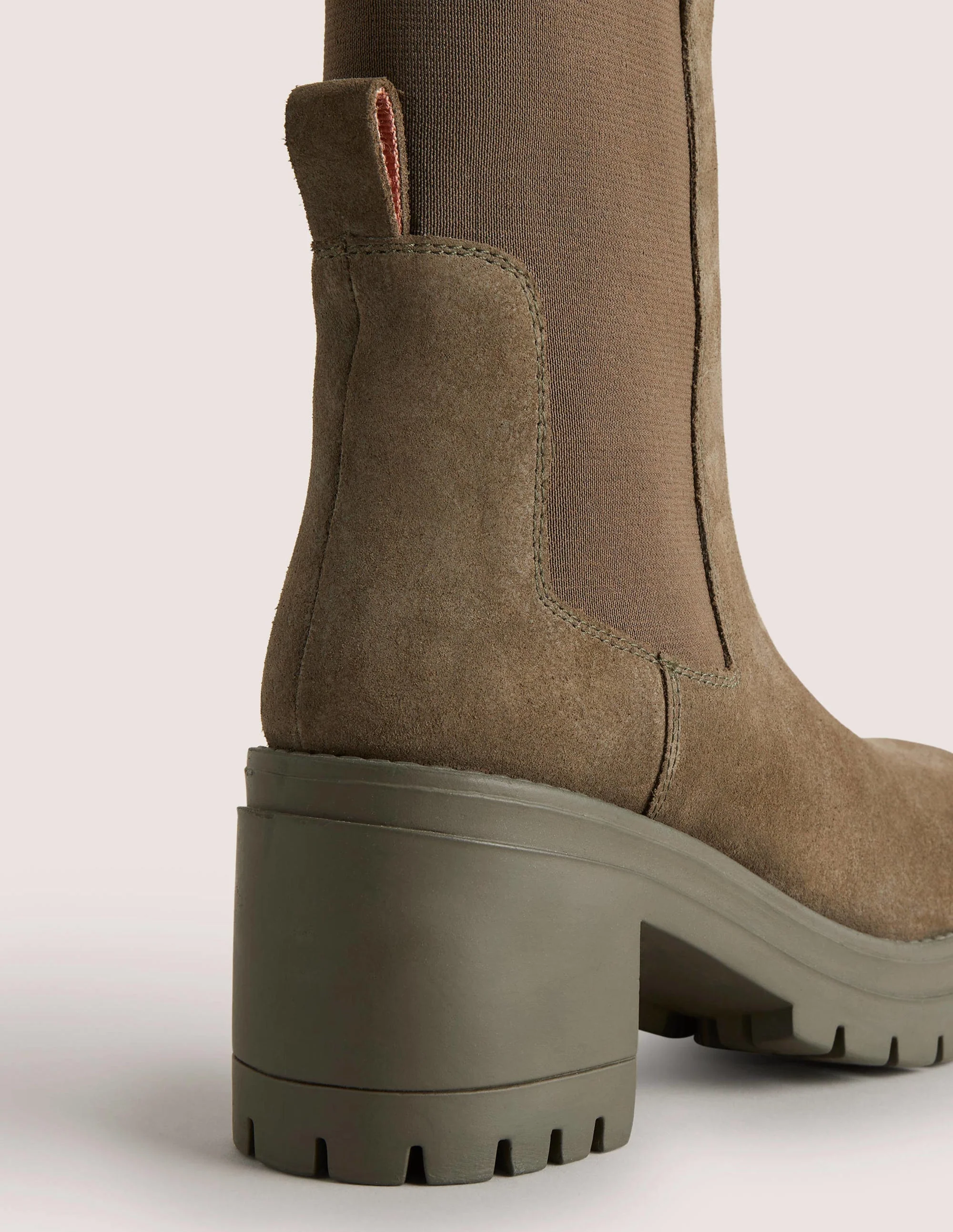 Chunky Heeled Chelsea Boots-Basil Suede - Image 3