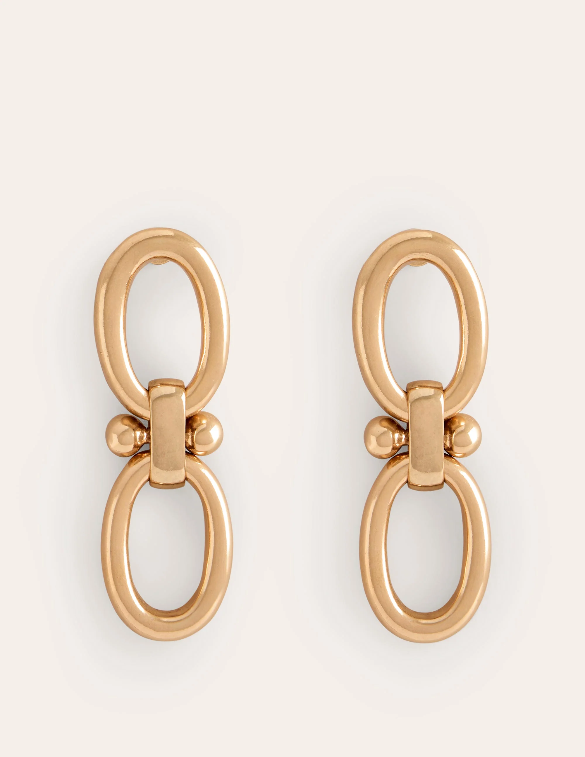 Chunky Oval Chain Earrings-Gold - Image 2