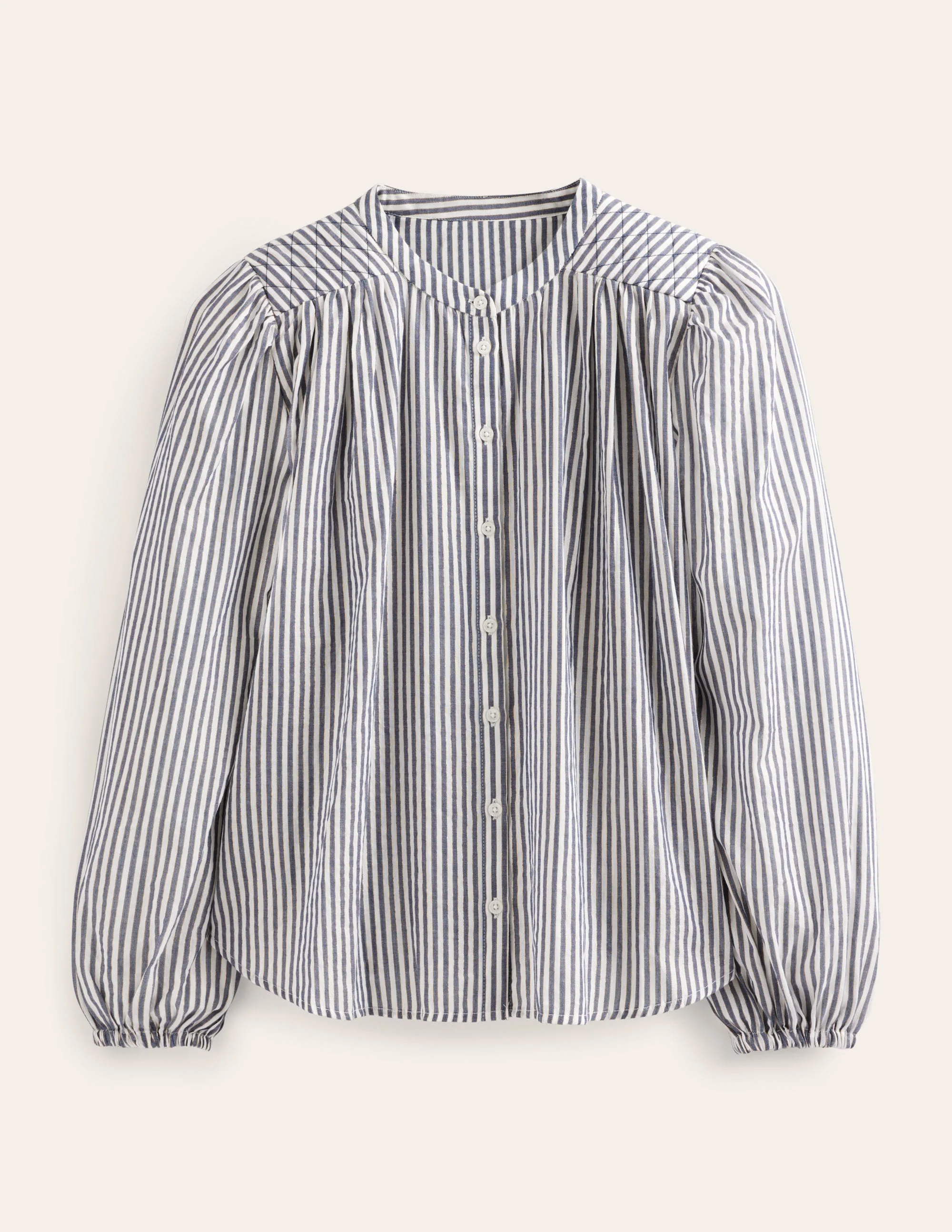 Circle Cut Peasant Blouse-Navy and Ivory Sparkle Stripe - Image 2