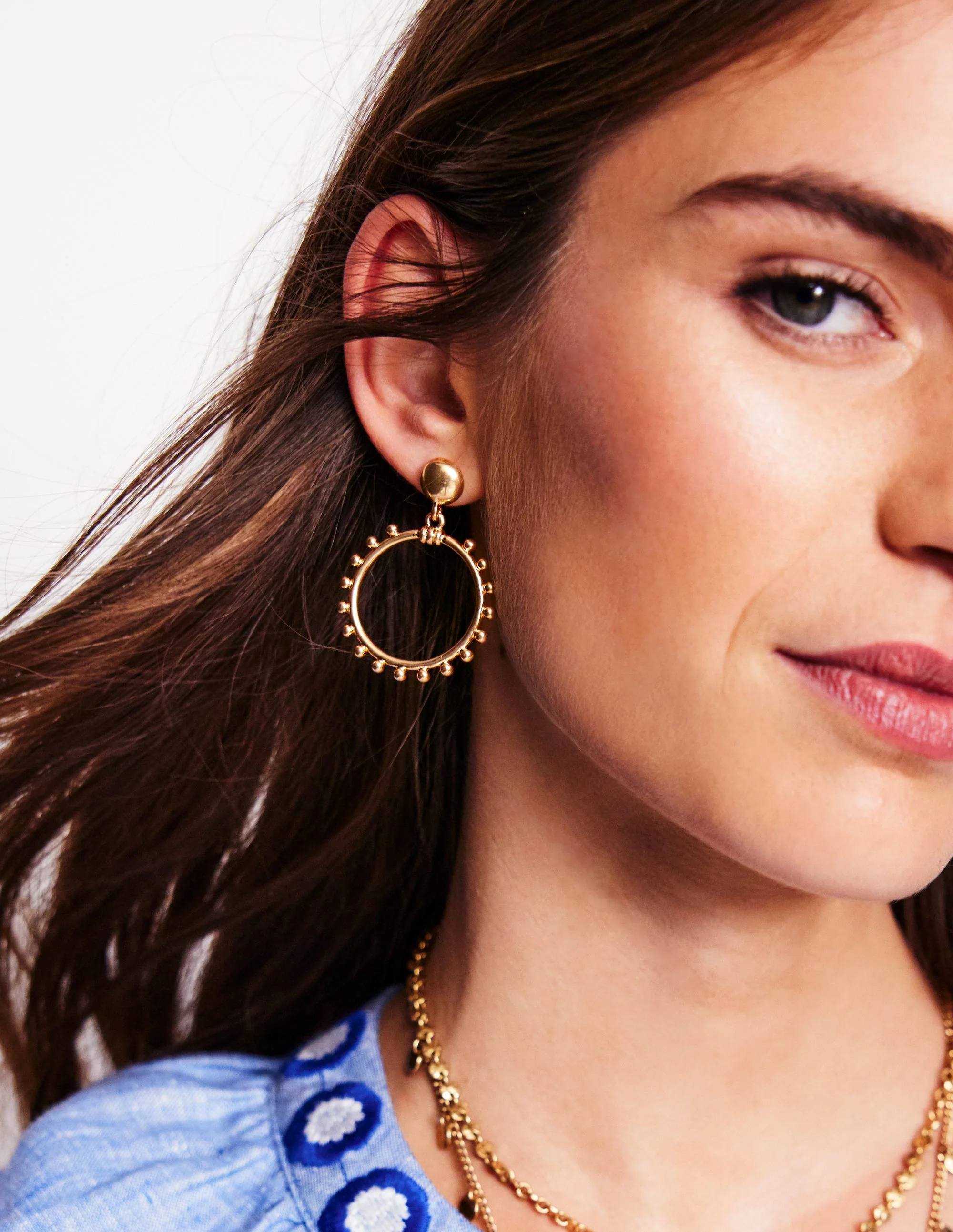 Circle Ring Earrings-Gold Colour - Image 2