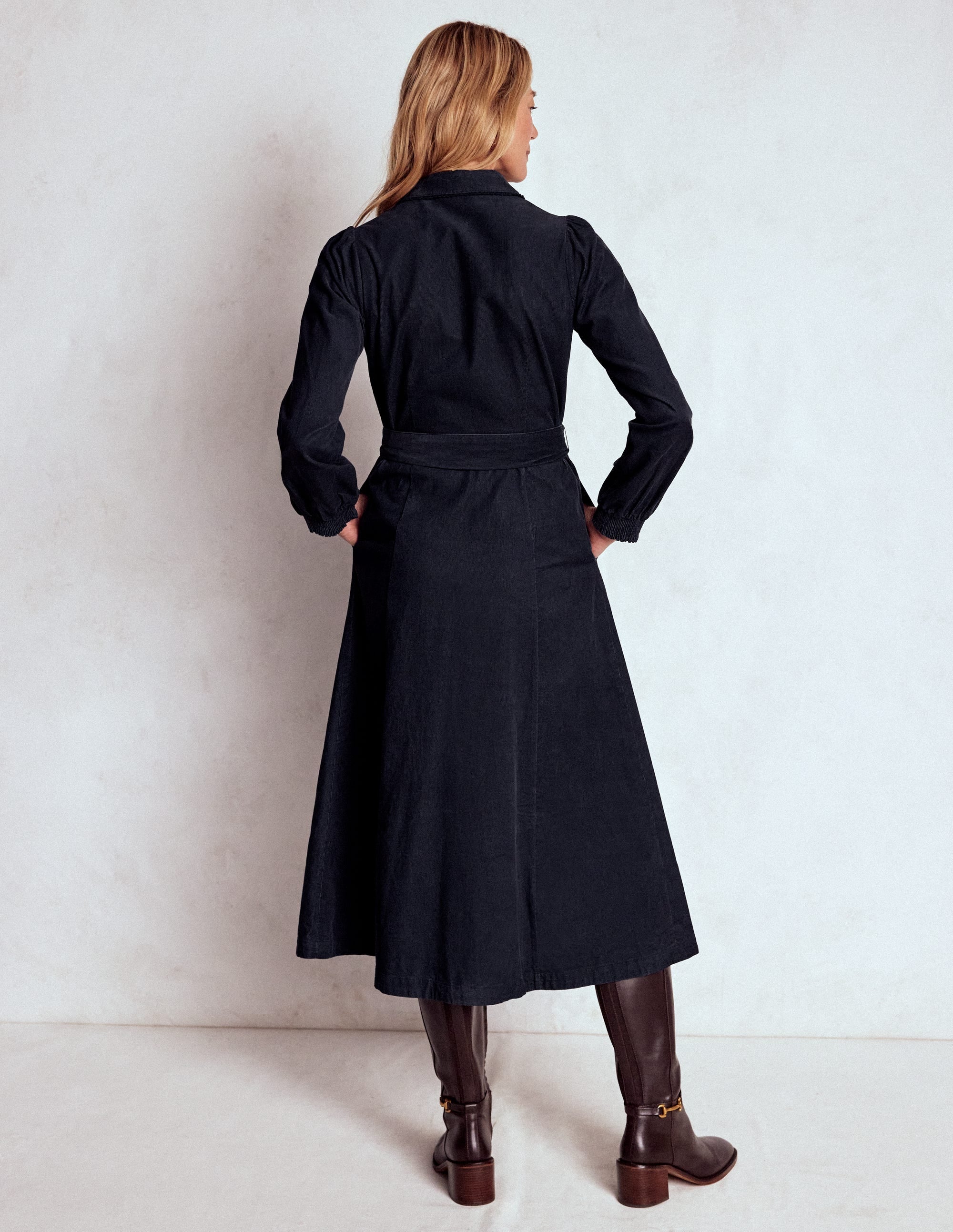 Clara Cord Midi Dress-Midnight Blue - Image 4