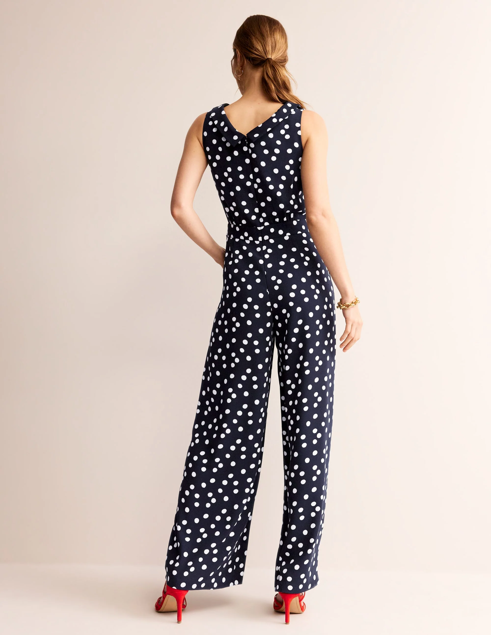 Clarissa Jumpsuit-Navy, Abstract Dot - Image 4