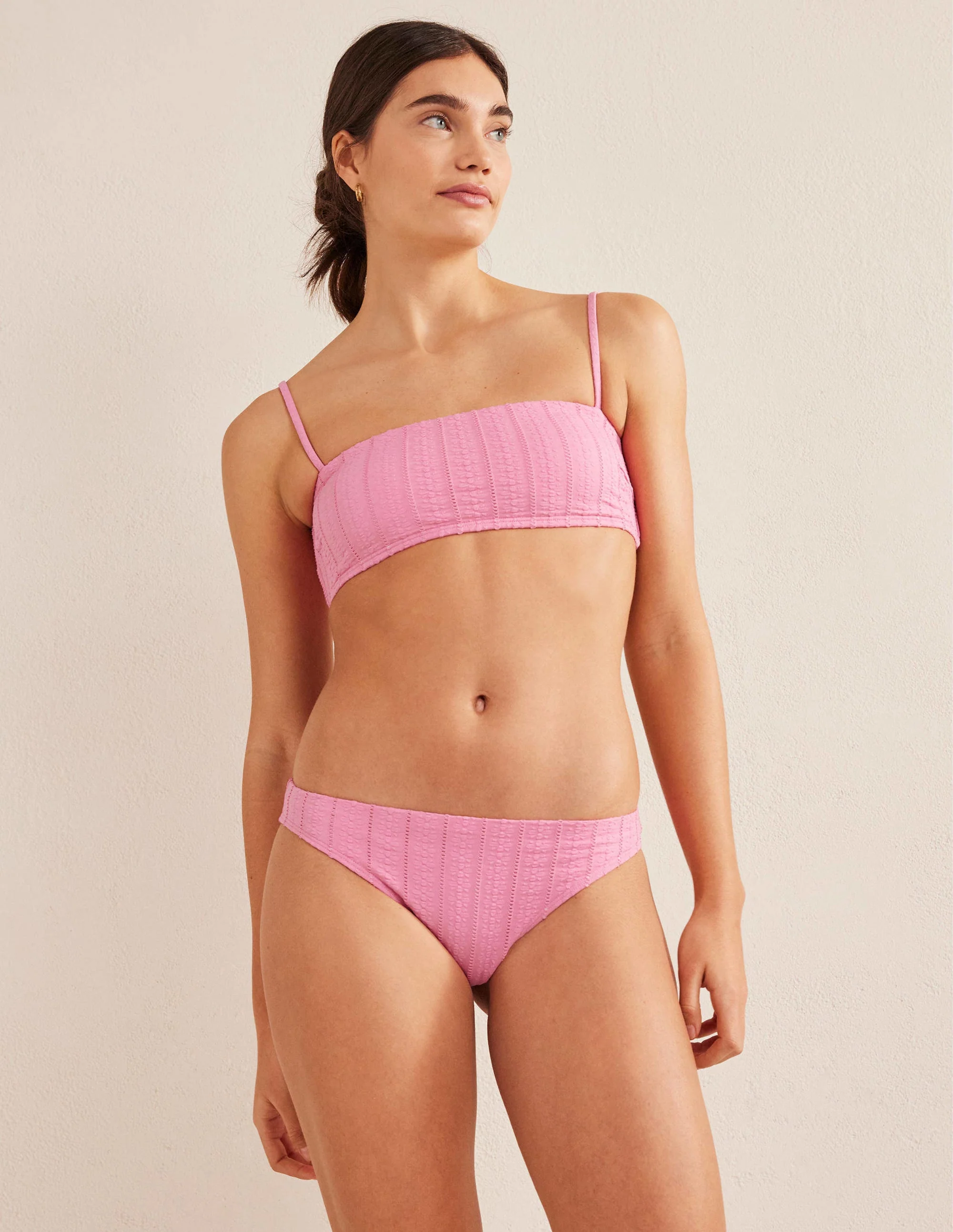 Classic Bikini Bottoms-Candy Floss Pink Texture