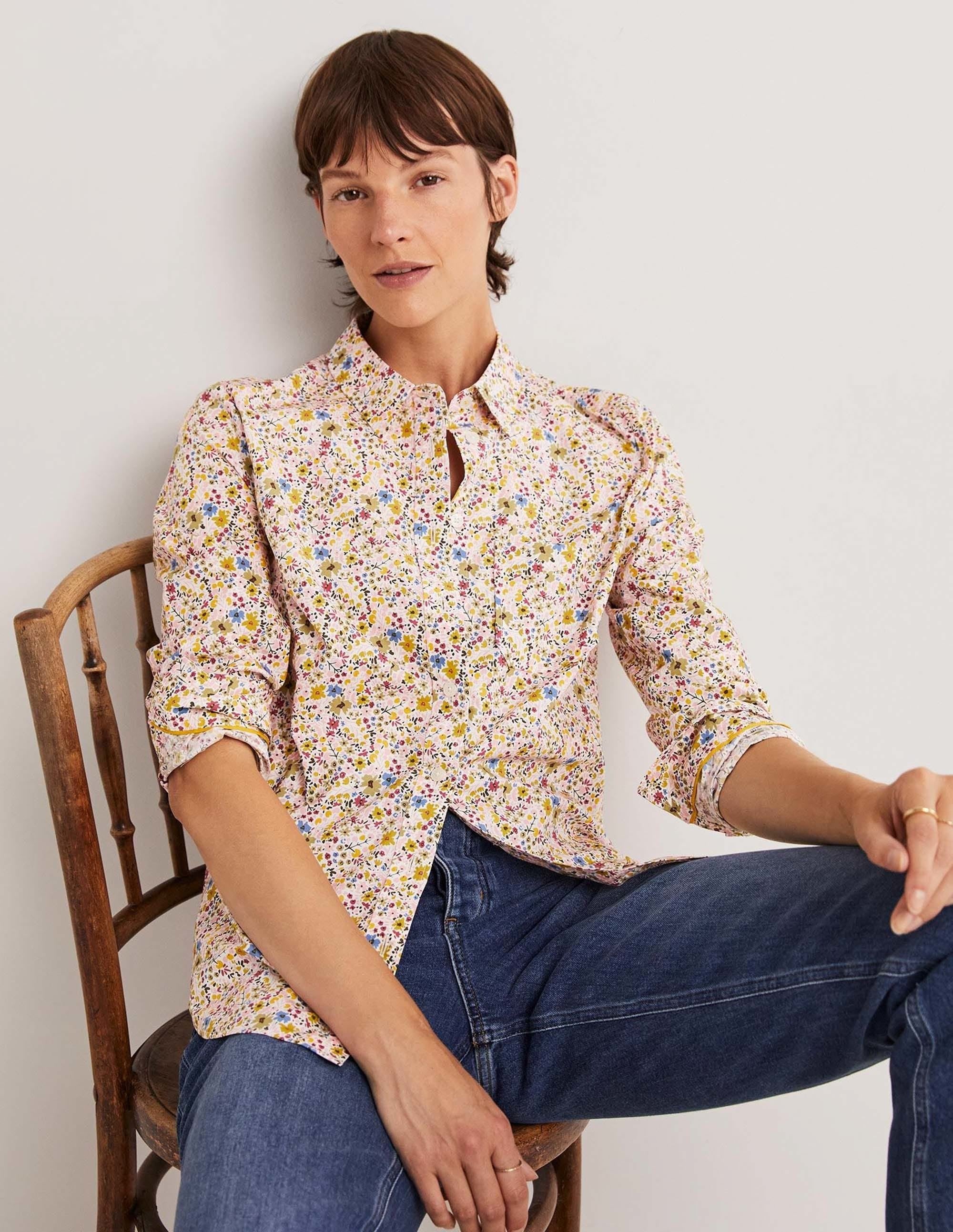 Classic Cotton Shirt-Ivory, Abstract Ditsy - Image 4