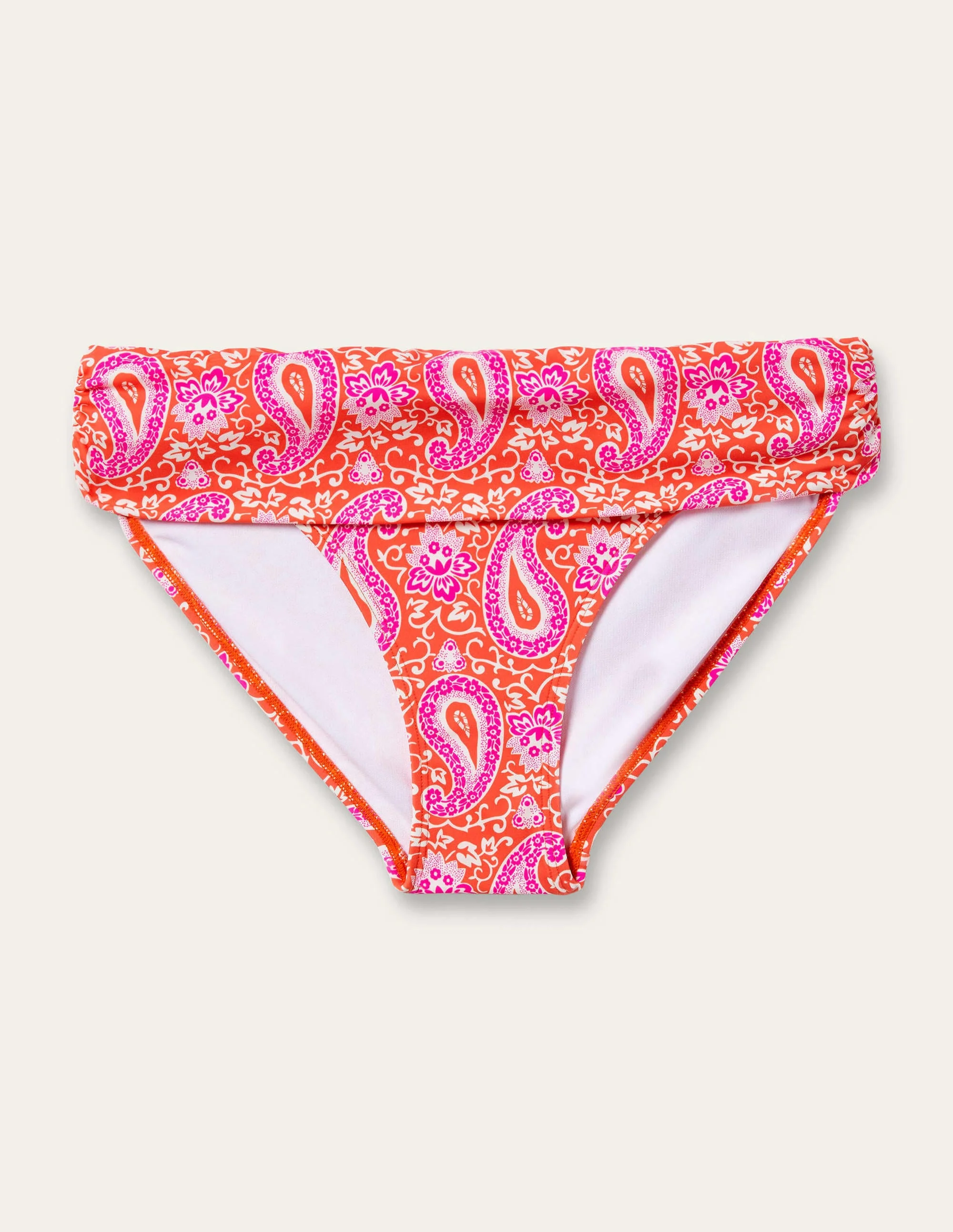 Classic Fold Bikini Bottoms-Bright Papaya, Paisley - Image 7