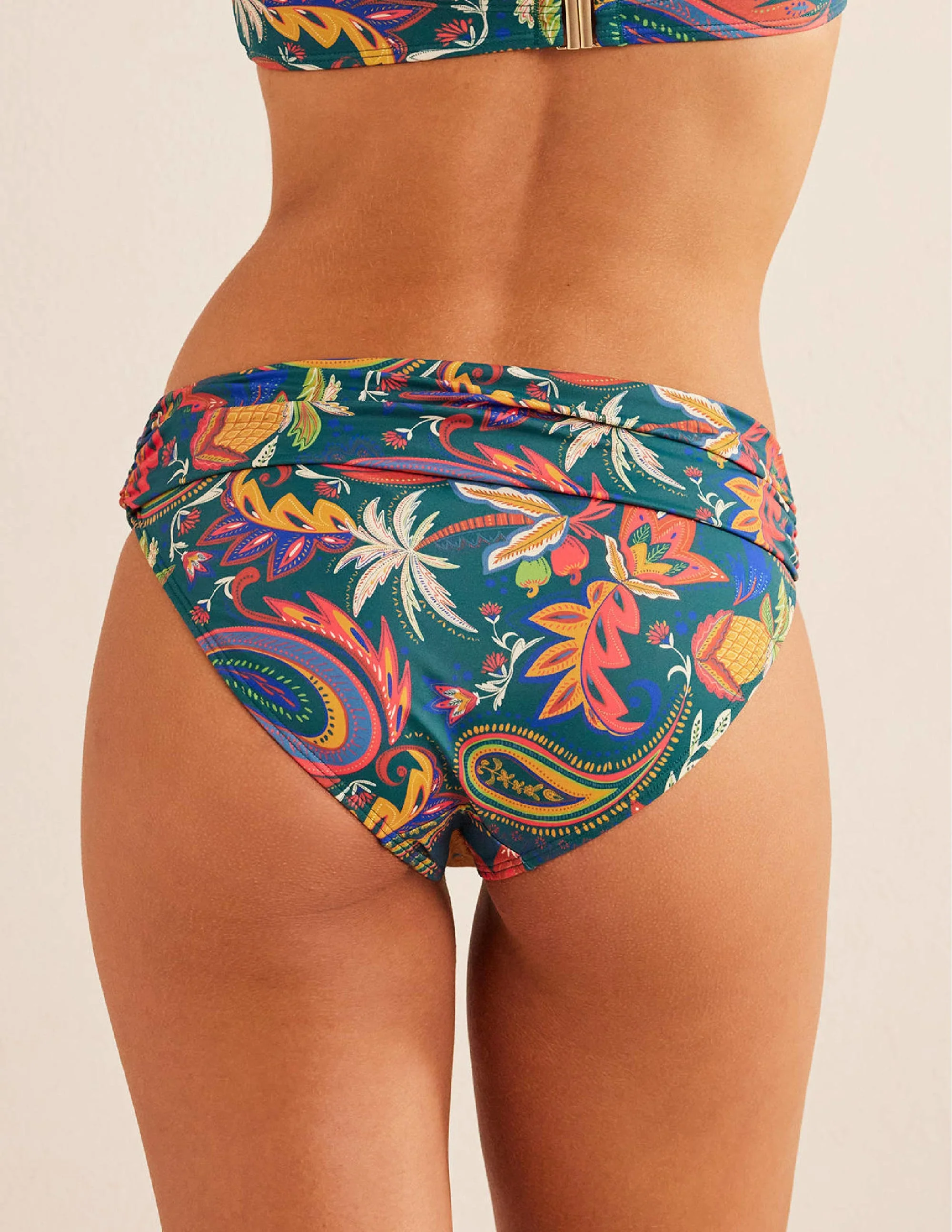 Classic Fold Bikini Bottoms-Emerald, Paradise Paisley - Image 3
