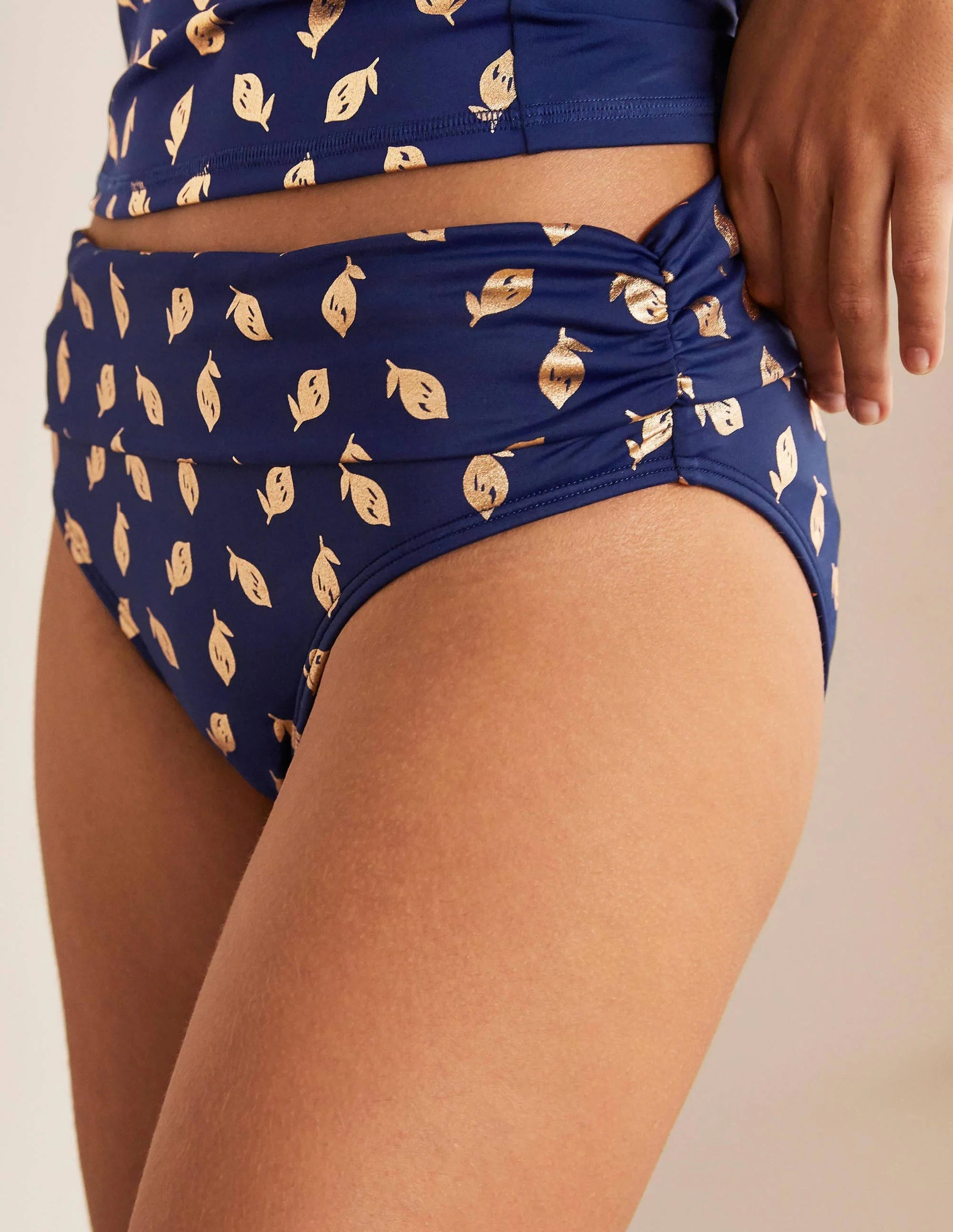 Classic Fold Bikini Bottoms-French Navy, Citrus Fruit - Image 4