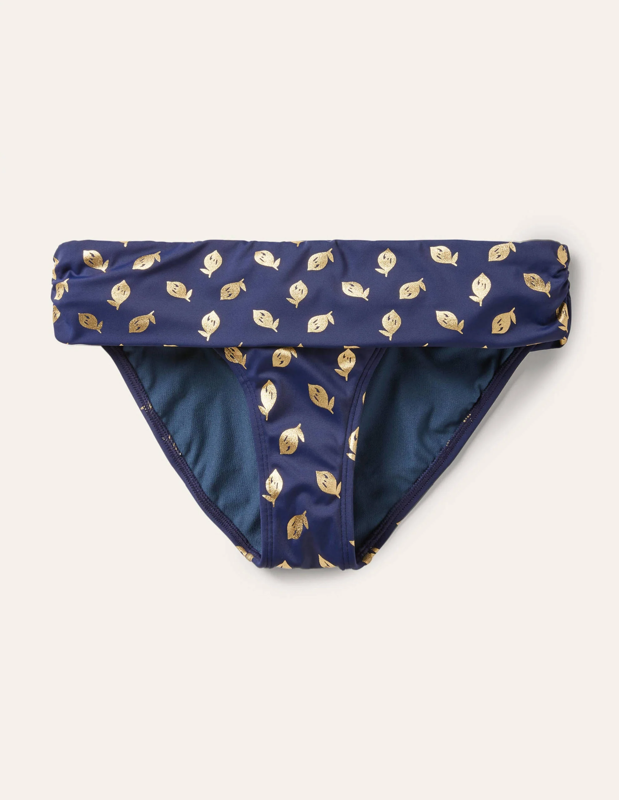 Classic Fold Bikini Bottoms-French Navy, Citrus Fruit - Image 5