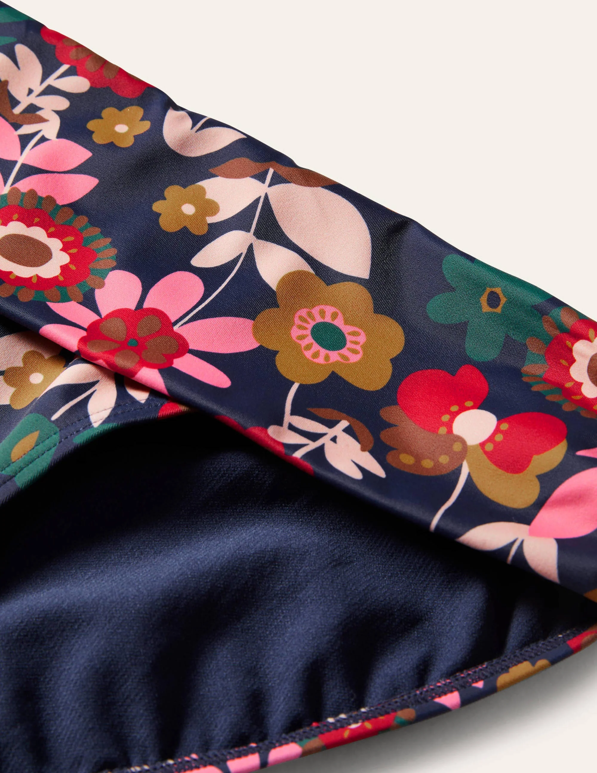 Classic Fold Bikini Bottoms-French Navy, Flora Bloom - Image 6