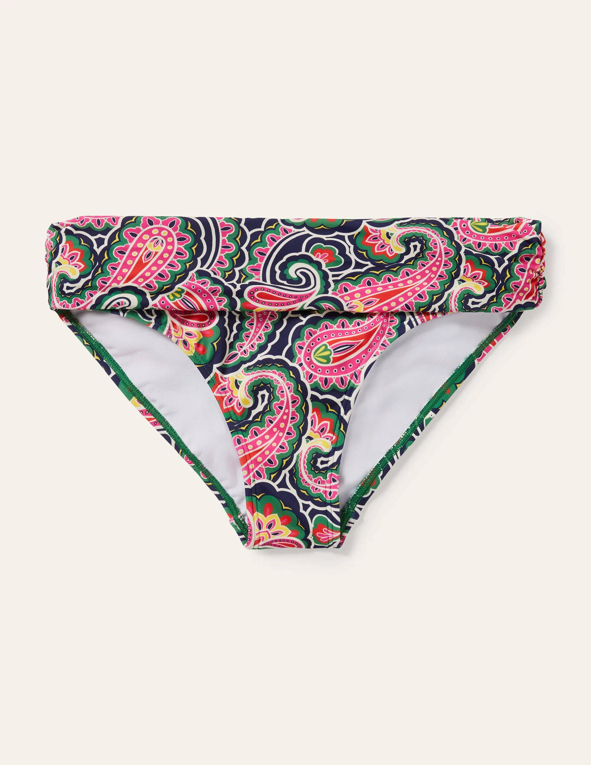 Classic Fold Bikini Bottoms-French Navy, Summer Paisley - Image 6