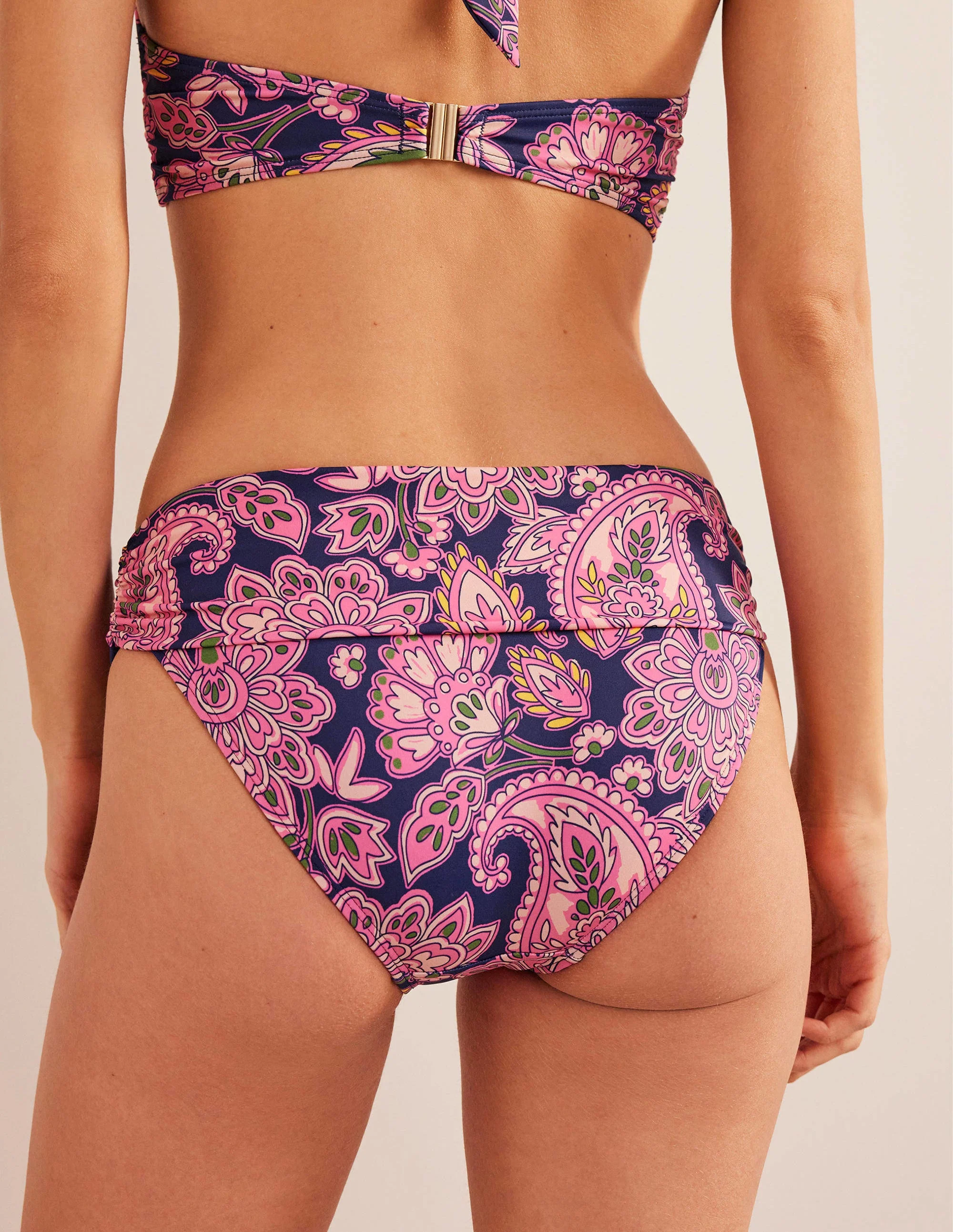 Classic Fold Bikini Bottoms-Navy, Paisley Terrace - Image 3