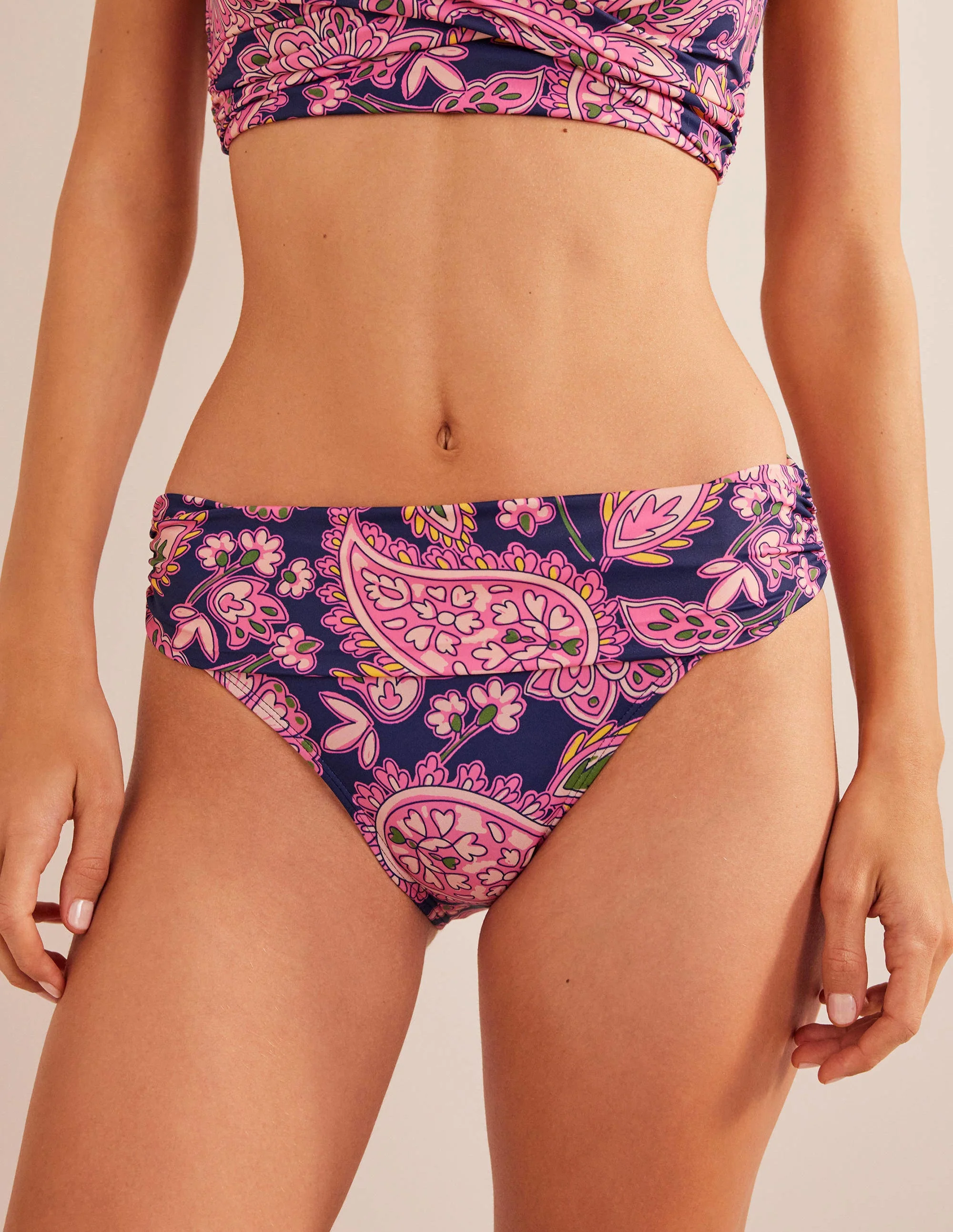 Classic Fold Bikini Bottoms-Navy, Paisley Terrace - Image 4
