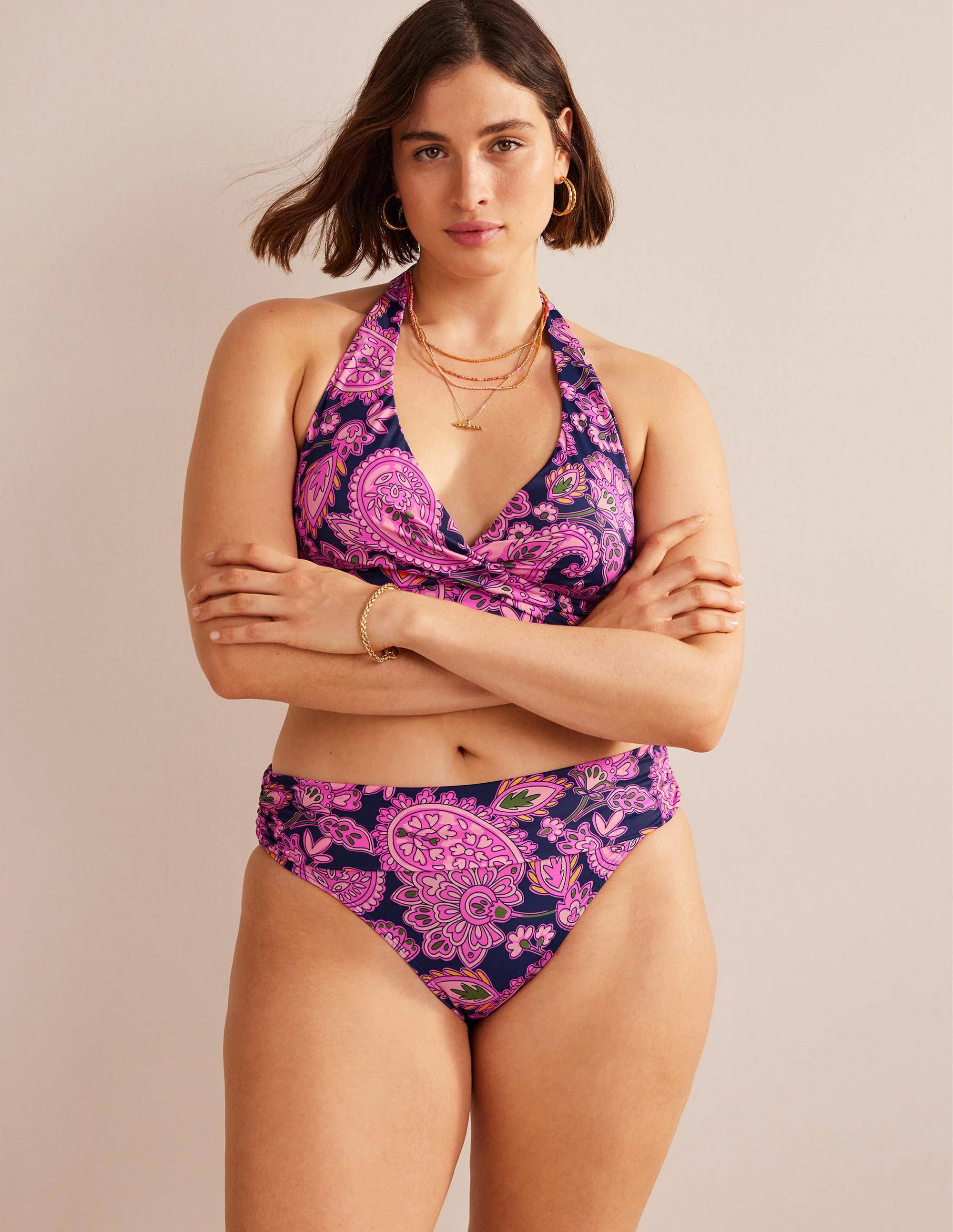 Classic Fold Bikini Bottoms-Navy, Paisley Terrace - Image 5