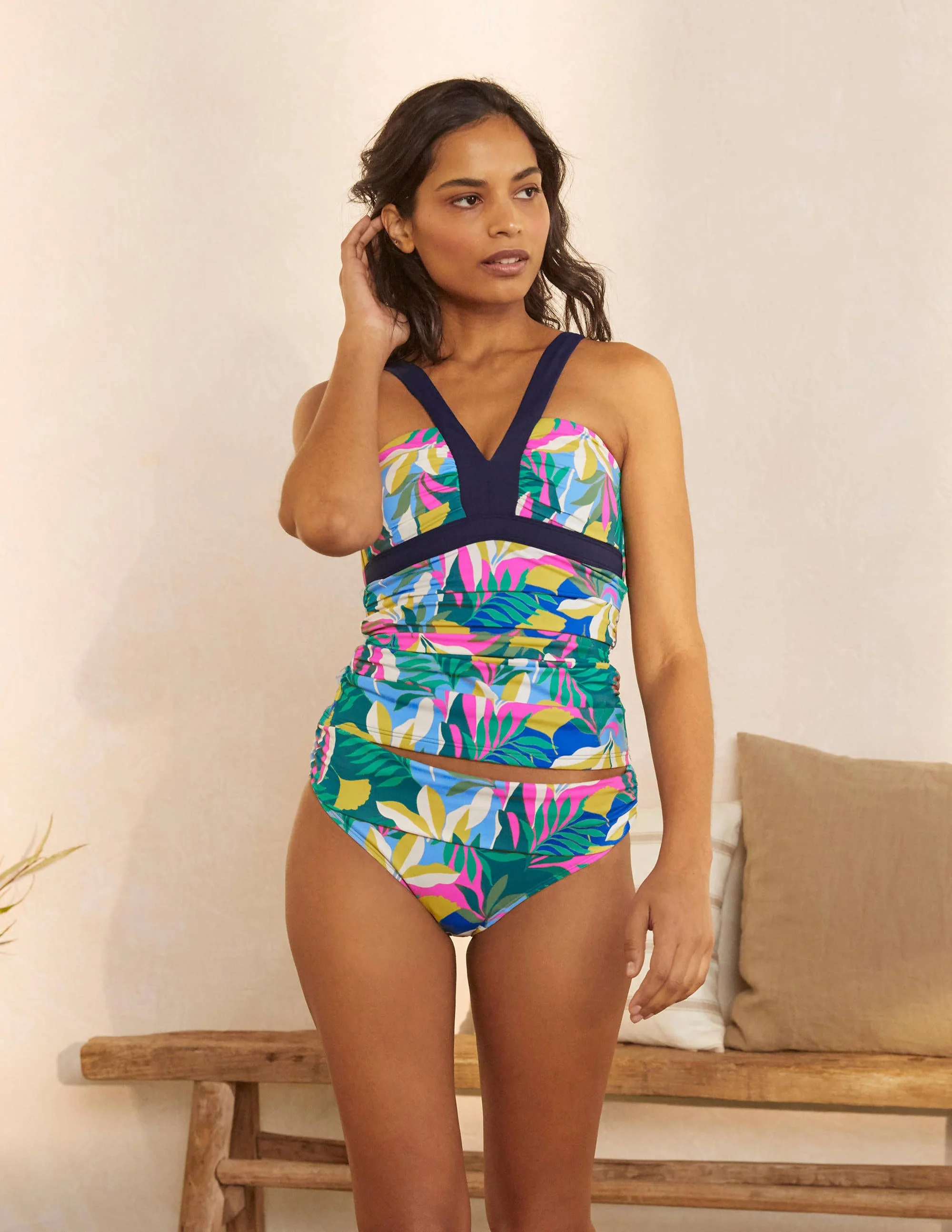Classic Fold Bikini Bottoms-Palm Leaf, Tropical Flora - Image 4