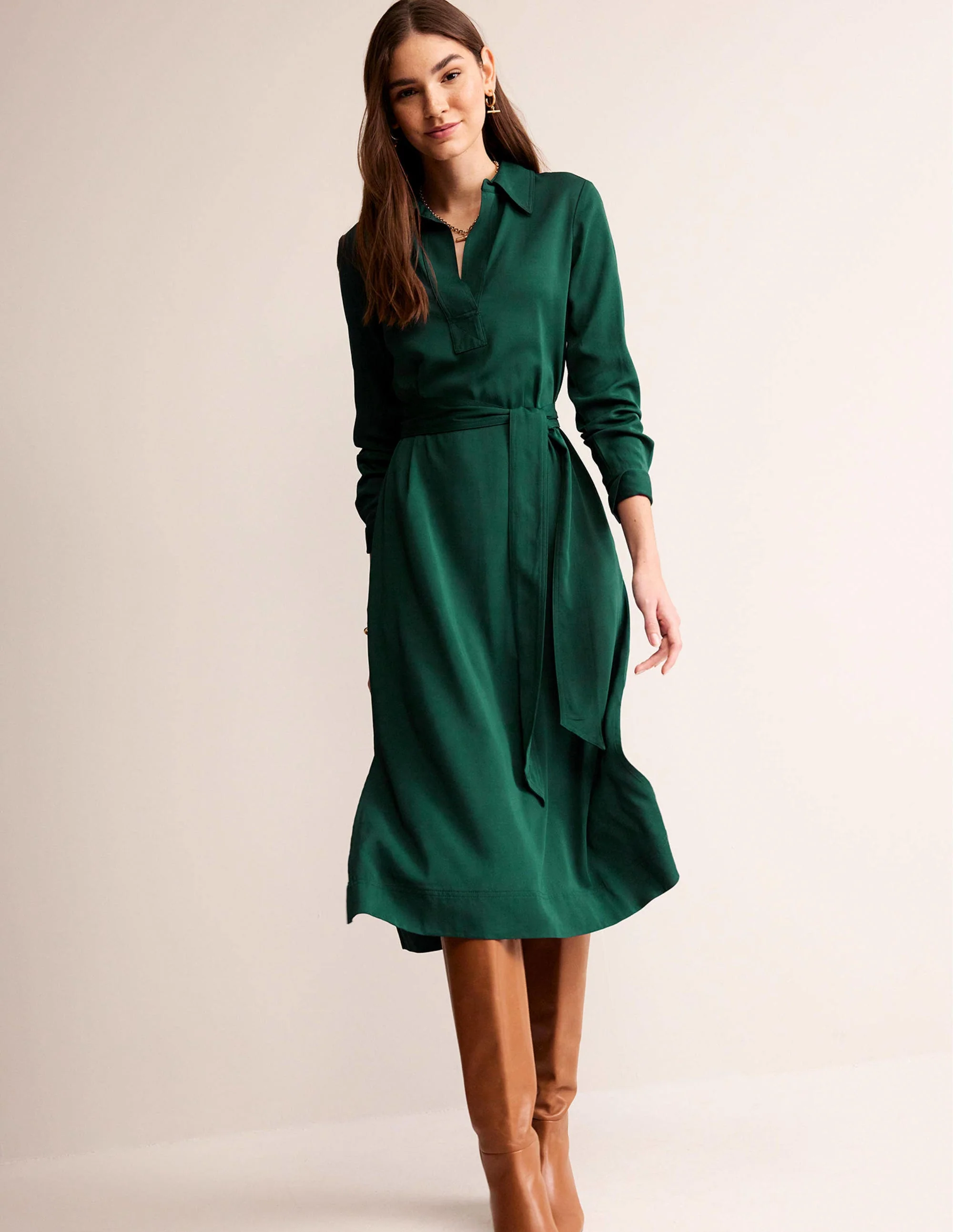 Clean Midi Pop Over Dress-Emerald Night - Image 4