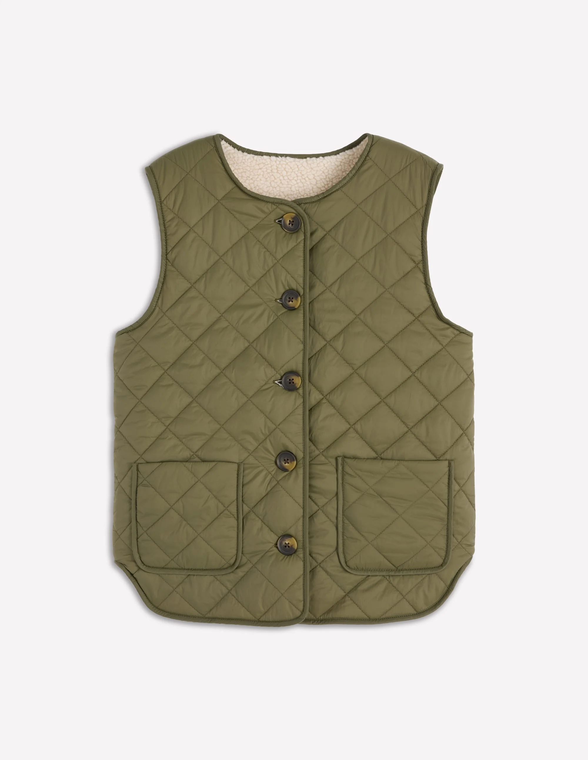 Clerkenwell Reversible Gilet-Woodland Green, Natural Borg - Image 5