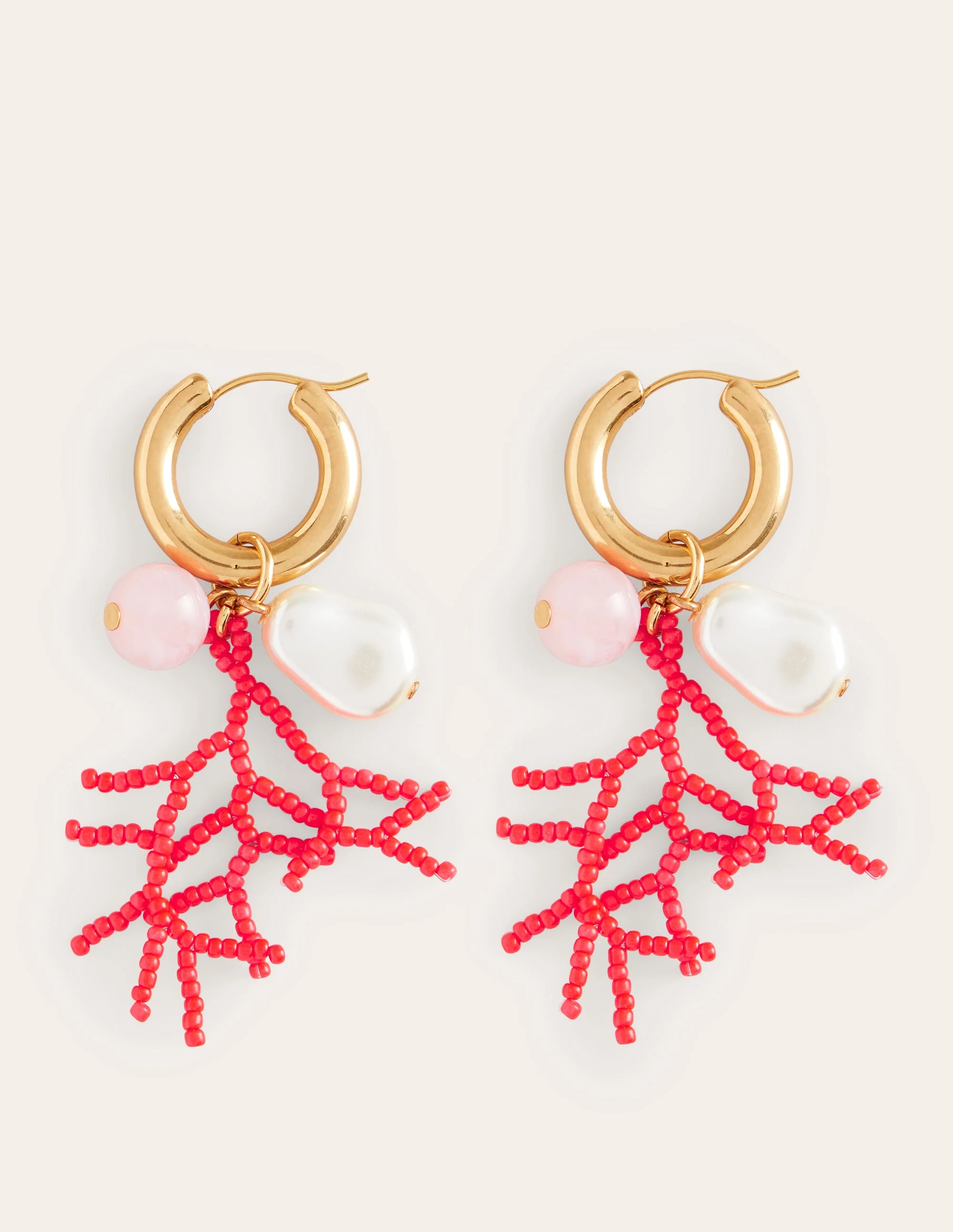 Cluster Hoop Earrings-Pink - Image 2