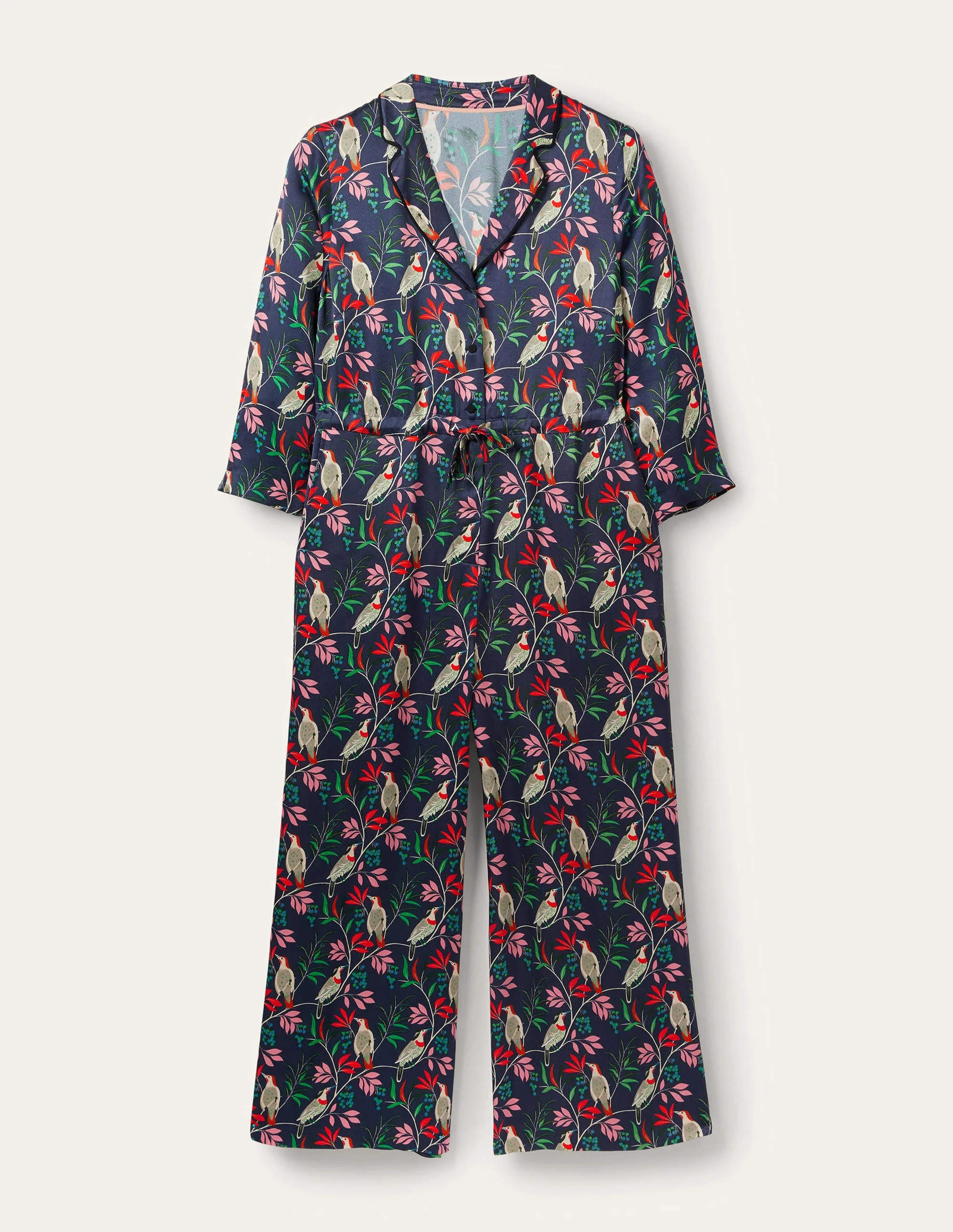 Collar Detail Cropped Jumpsuit-French Navy, Berry Bird - Image 6