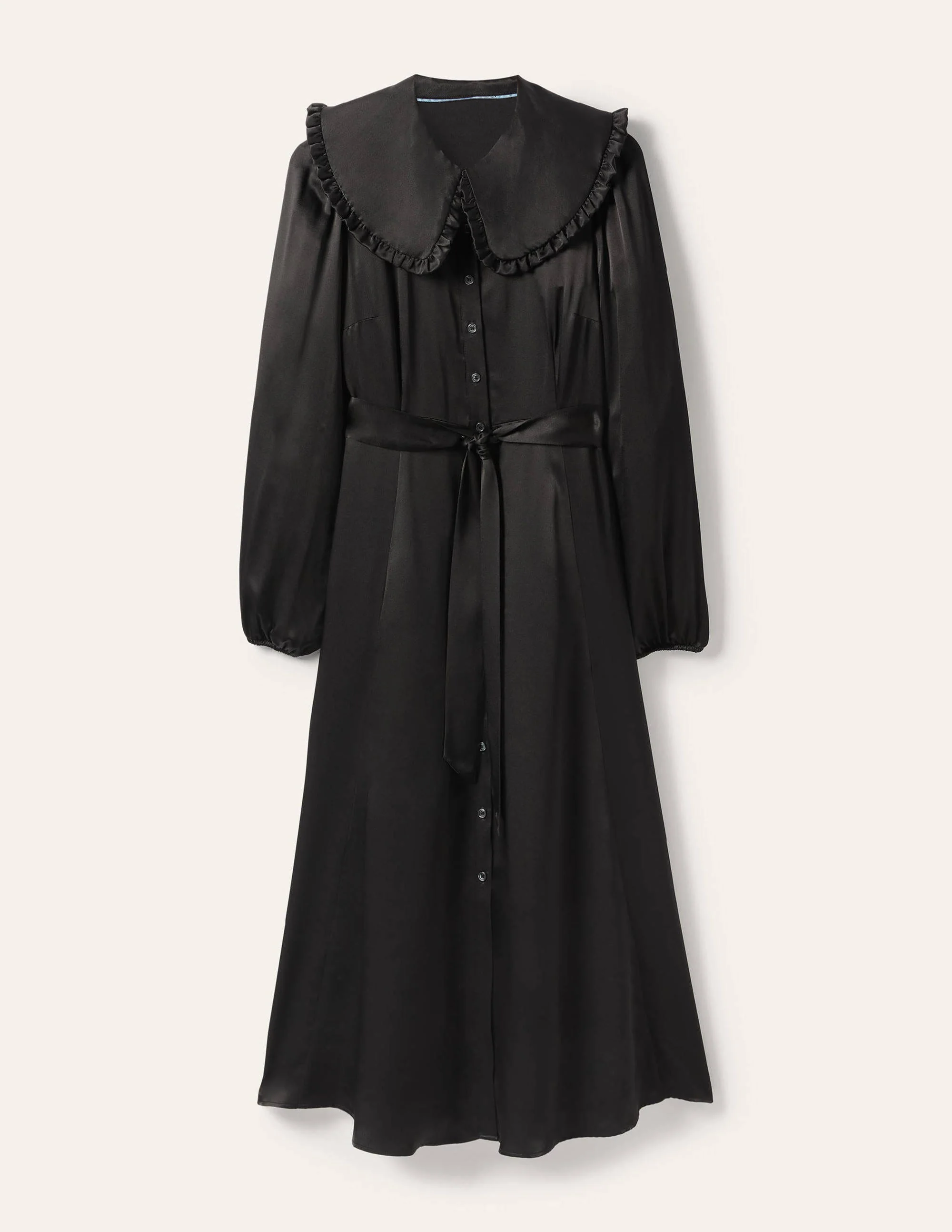 Collar Shirt Dress-Black - Image 6