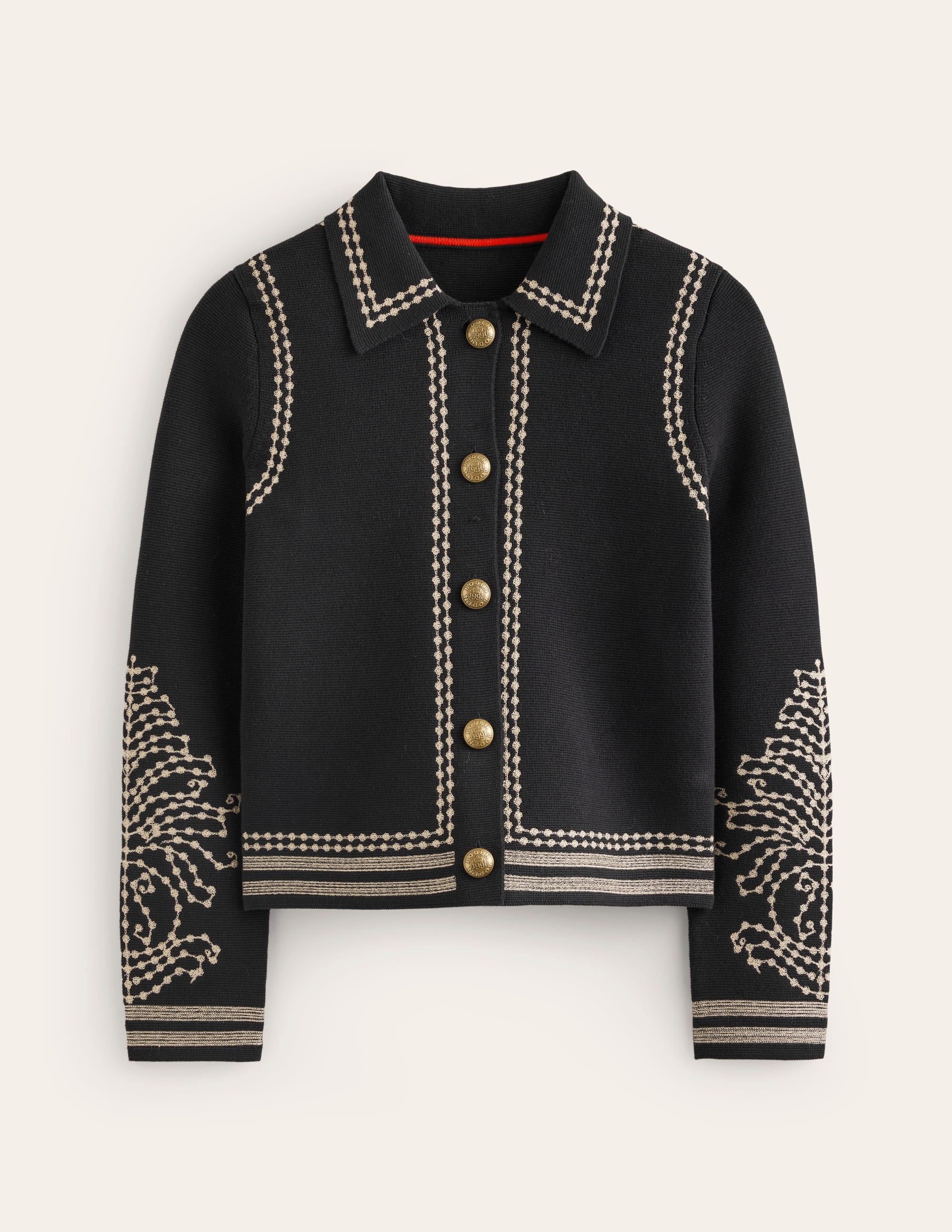 Collared Knitted Jacket-Black - Image 5