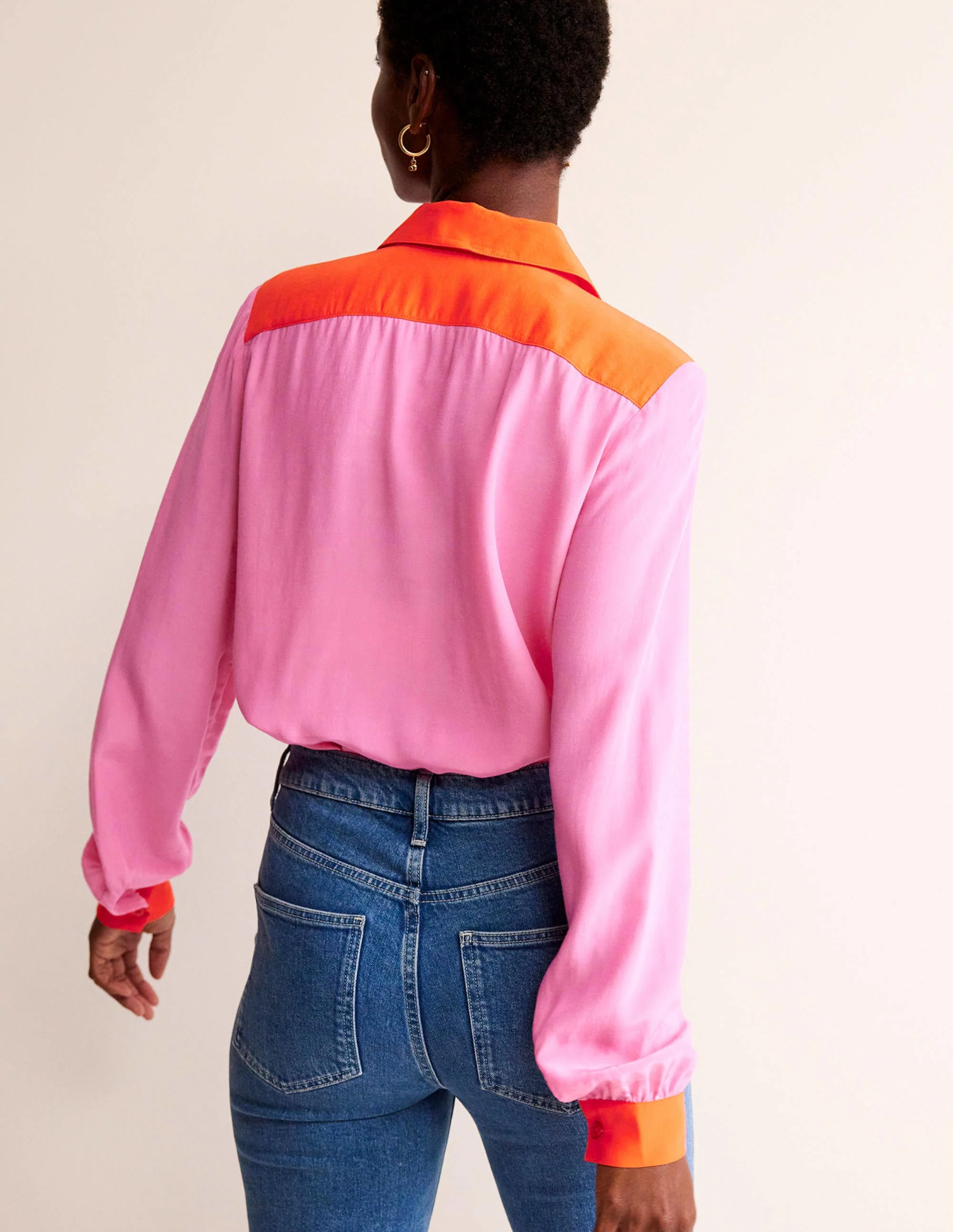 Colour Block Shirt-Pink/Red - Image 3