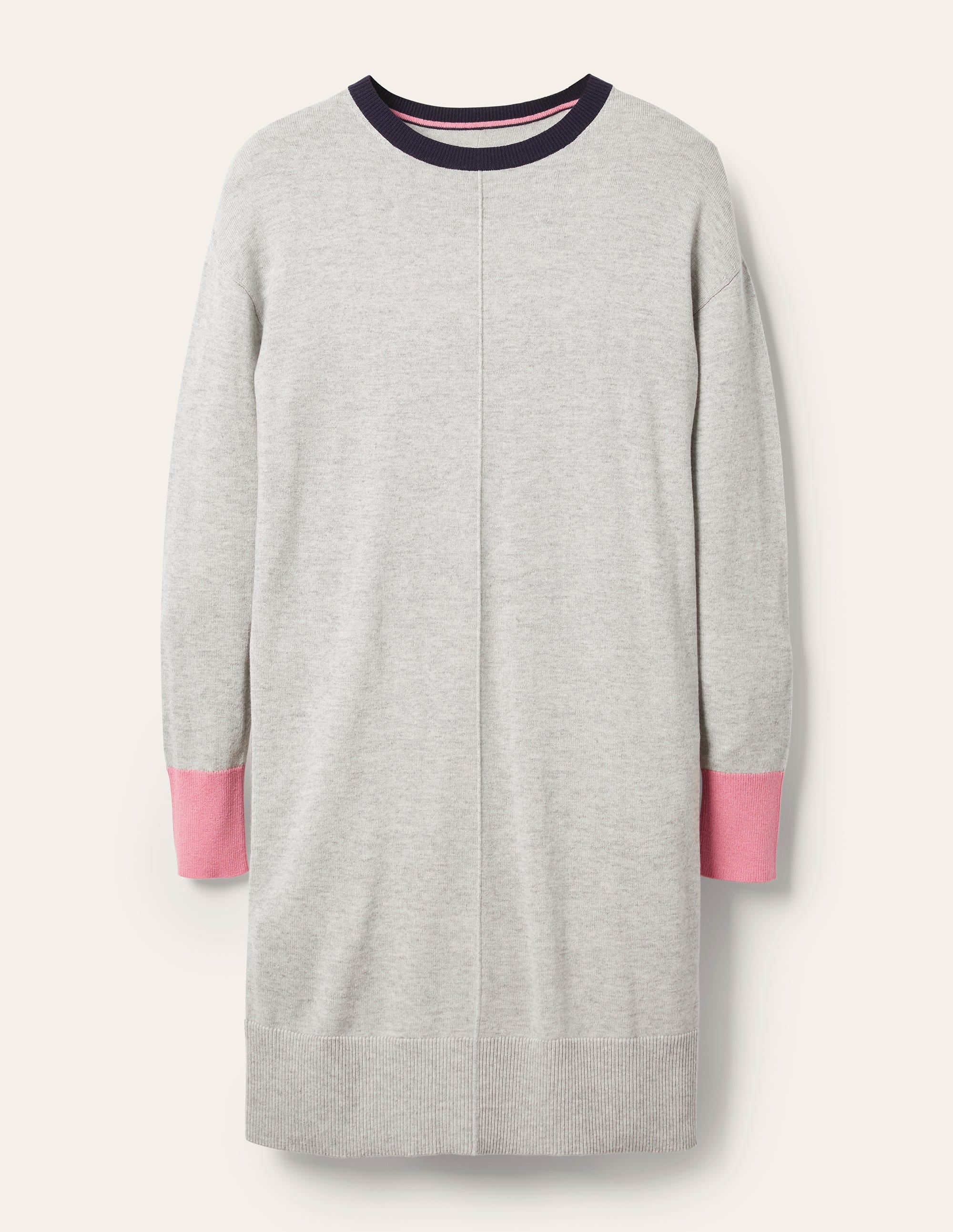Colourblock Knitted Dress-Grey Melange - Image 5