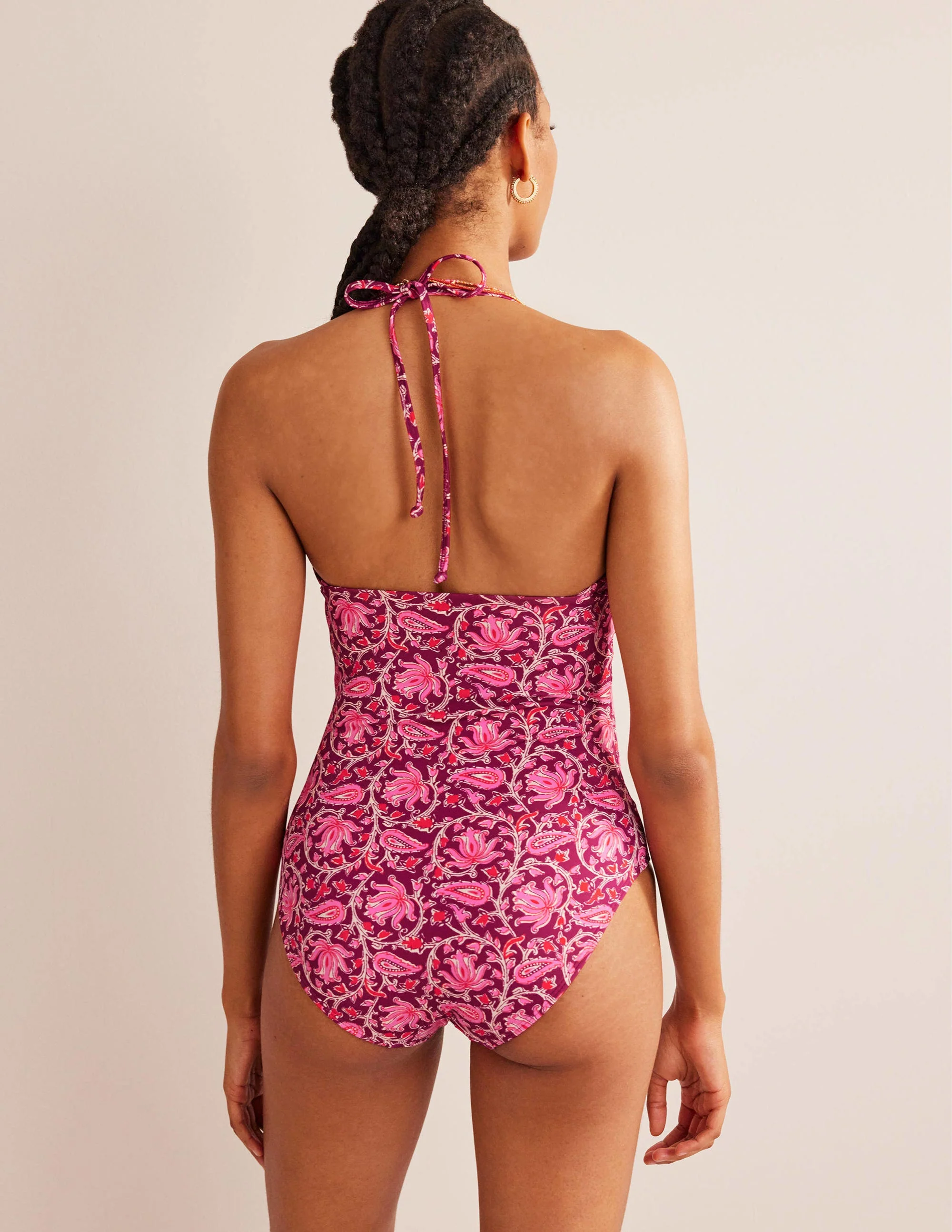 Como String  Swimsuit-Raspberry Pink, Botanic Vine - Image 3