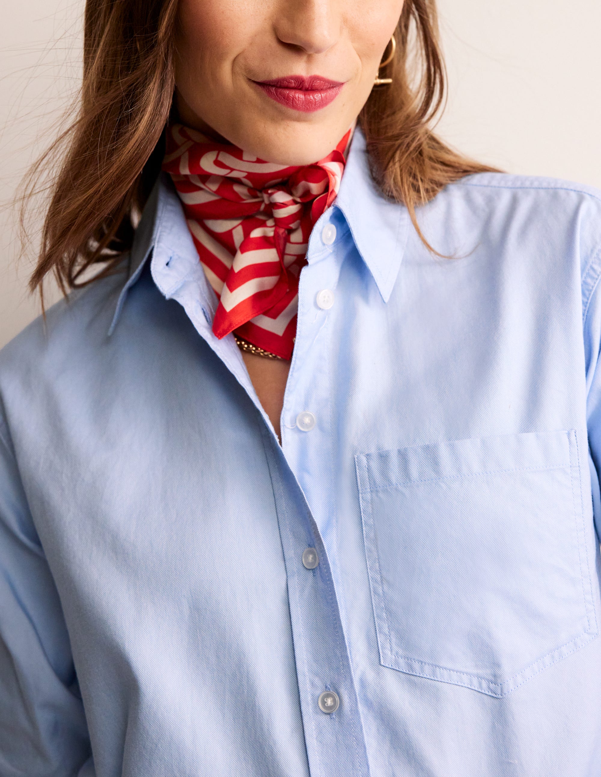 Connie Relaxed Cotton Shirt-Blue Oxford - Image 2