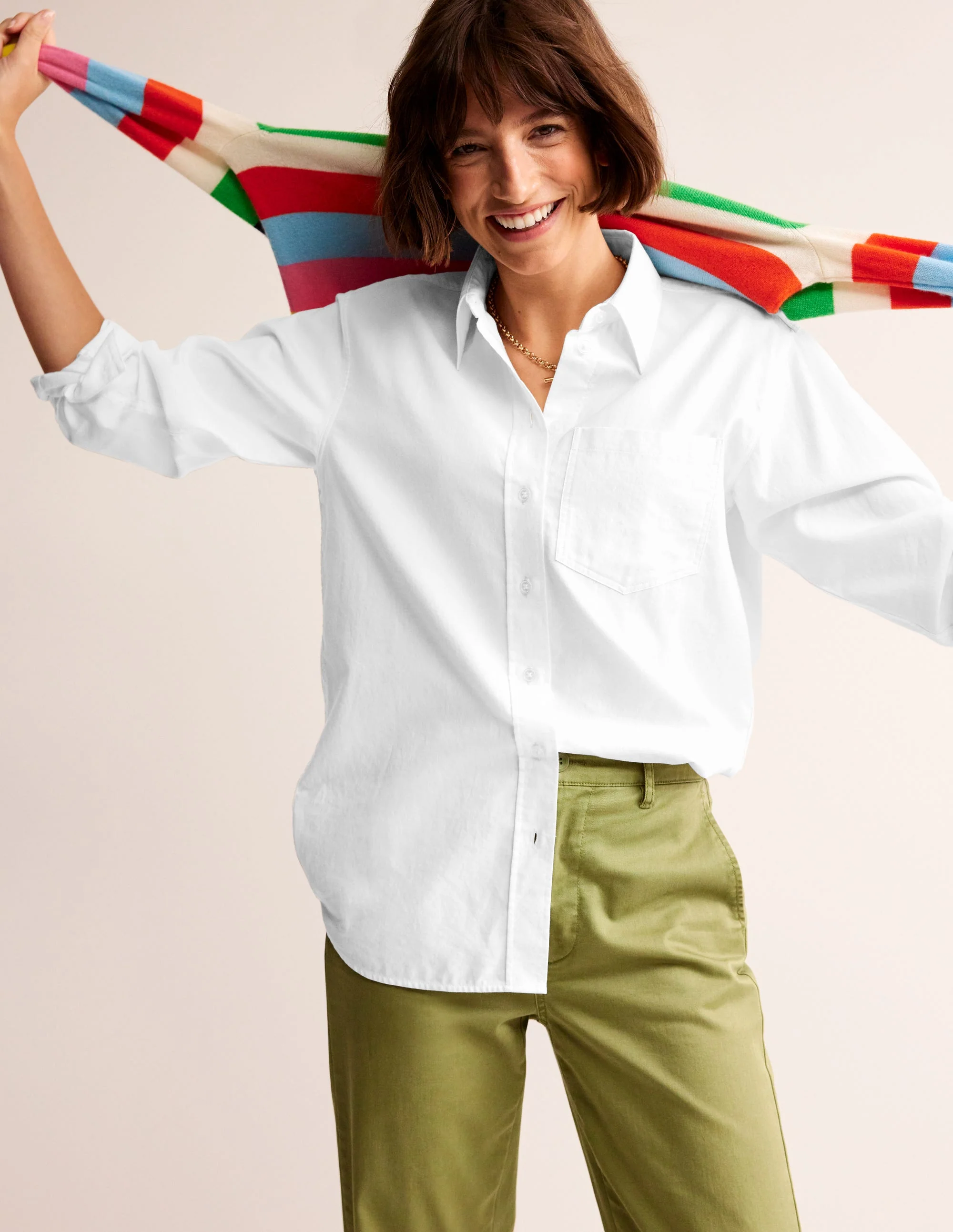 Connie Relaxed Cotton Shirt-White - Image 4