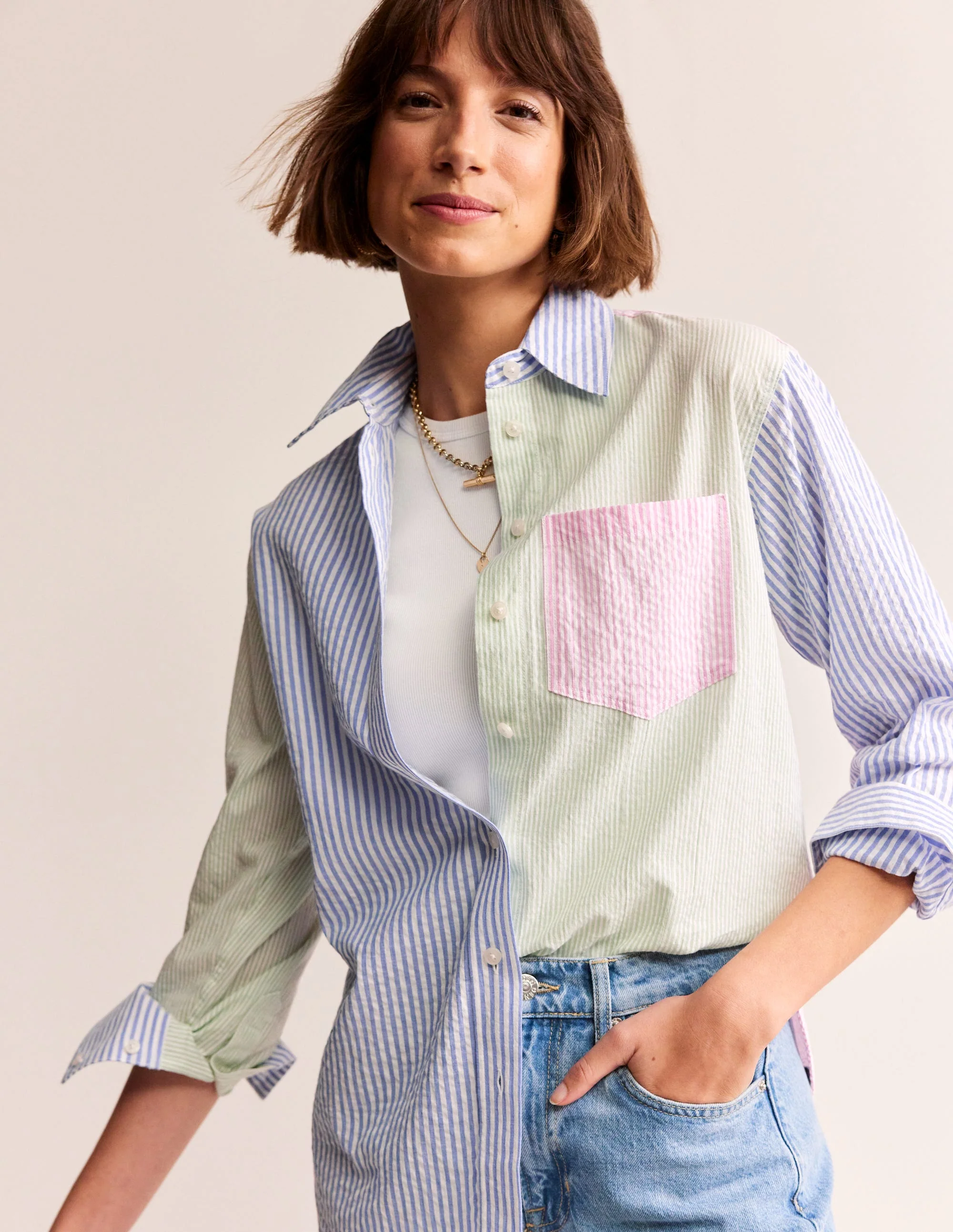 Connie Seersucker Shirt-Hotch Multi