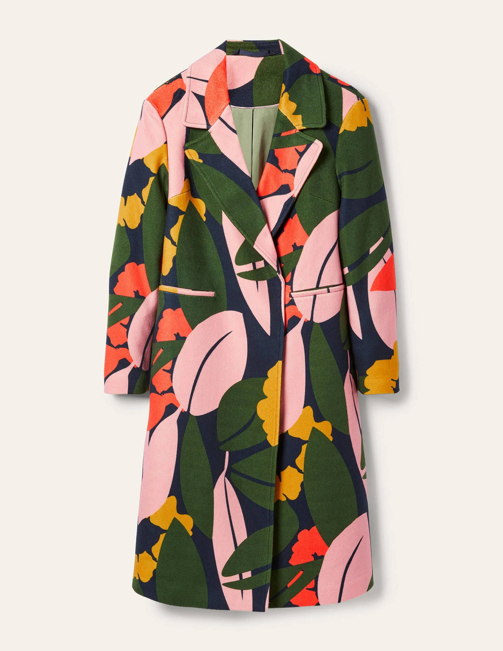 Constance Printed Wool Coat-French Navy, Abstract Bloom - Image 5