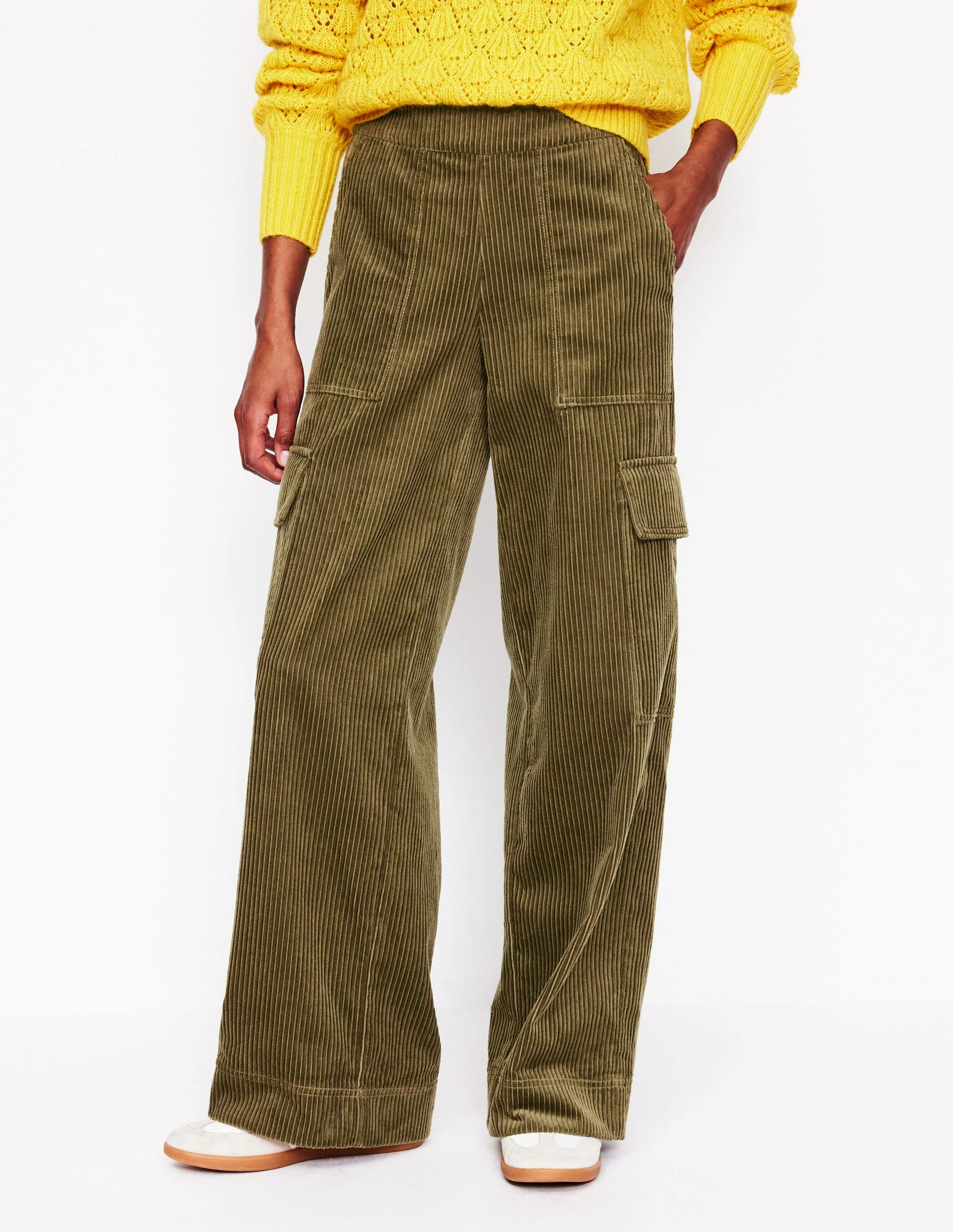 Cord Pull-On Pants-Olive Khaki - Image 4