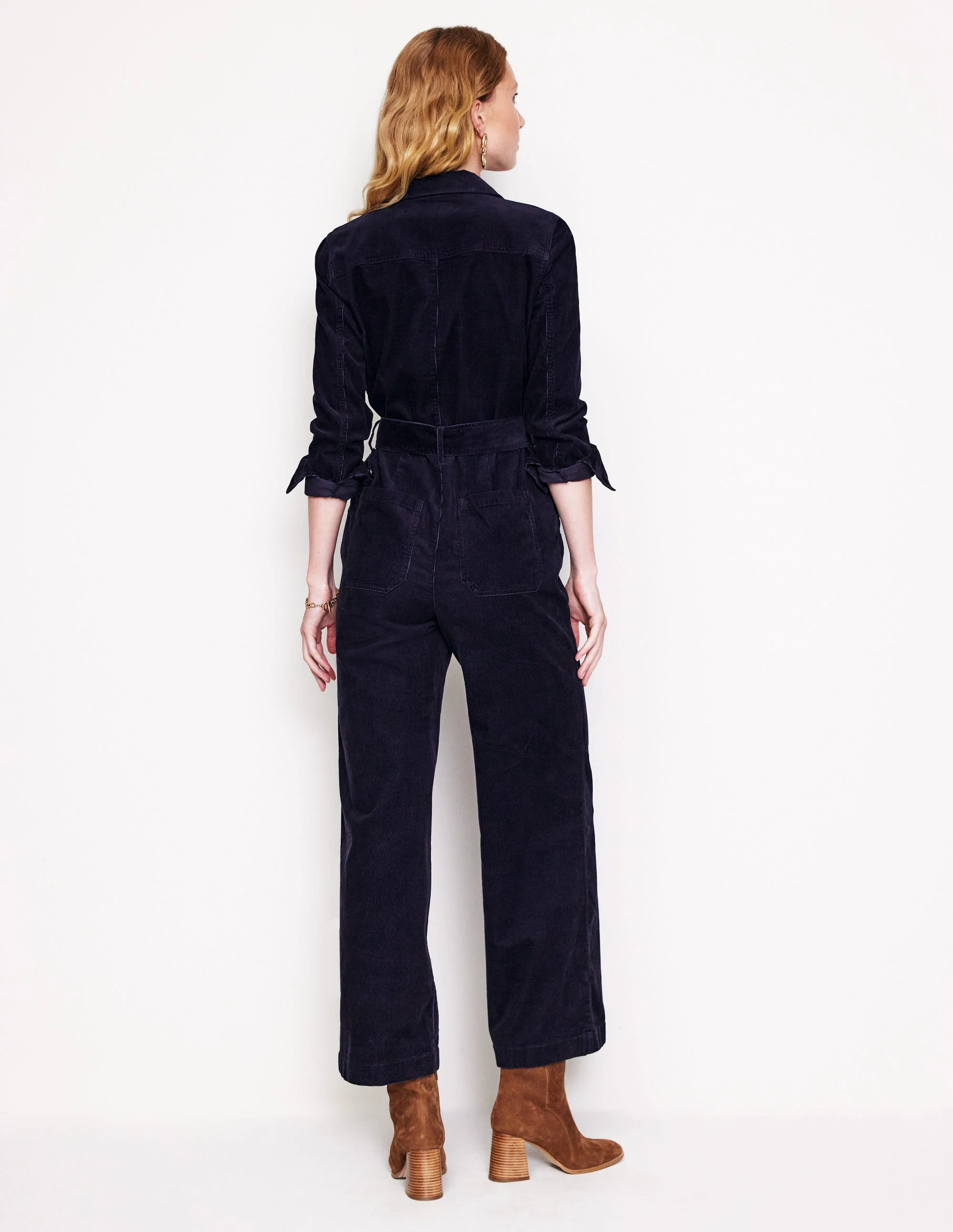 Cord Utility Jumpsuit-Navy - Image 4