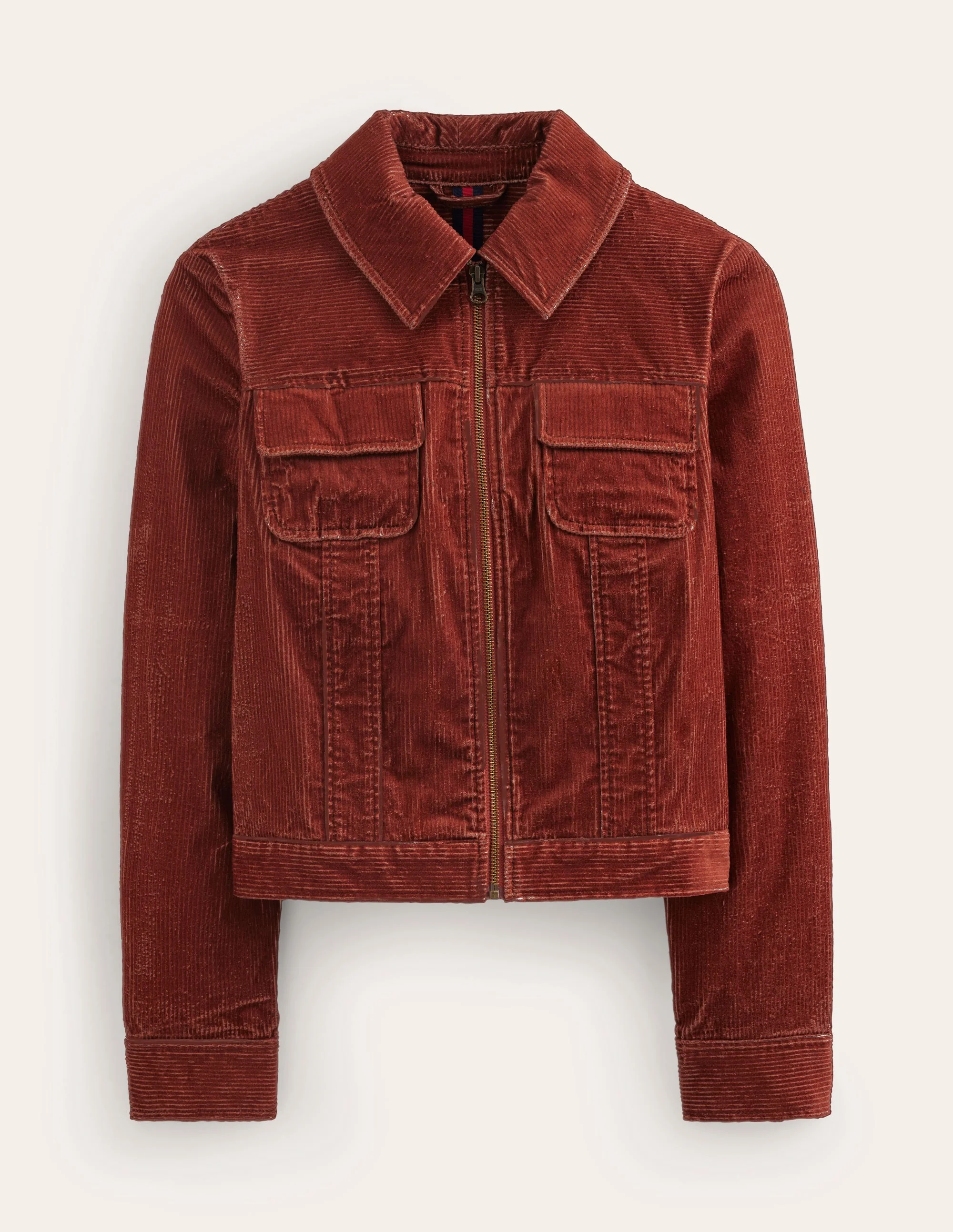 Cord Zip Through Jacket-Deep Rust - Image 5