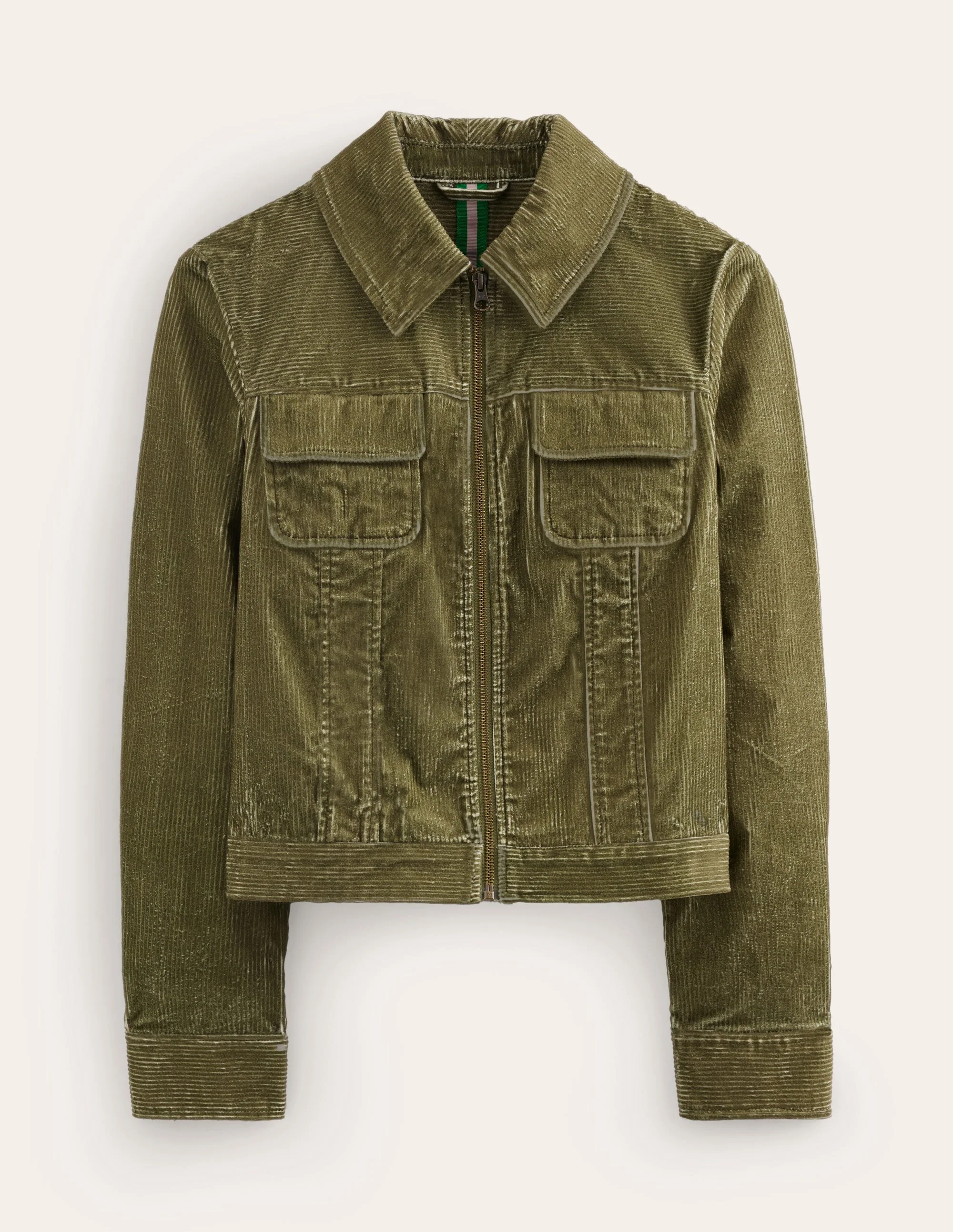 Cord Zip Through Jacket-Winter Moss - Image 5