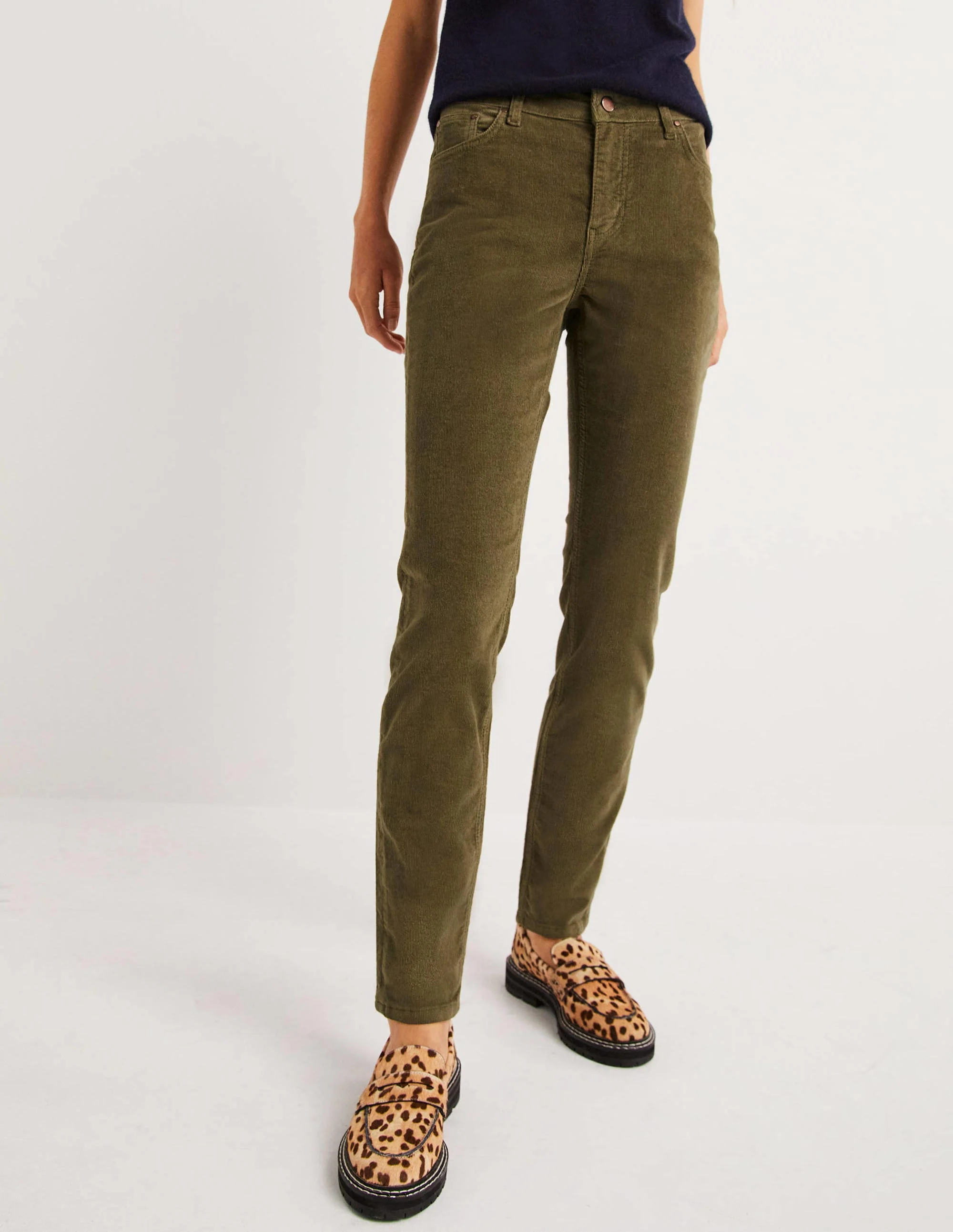 Corduroy Slim Straight Jeans-Kale - Image 5