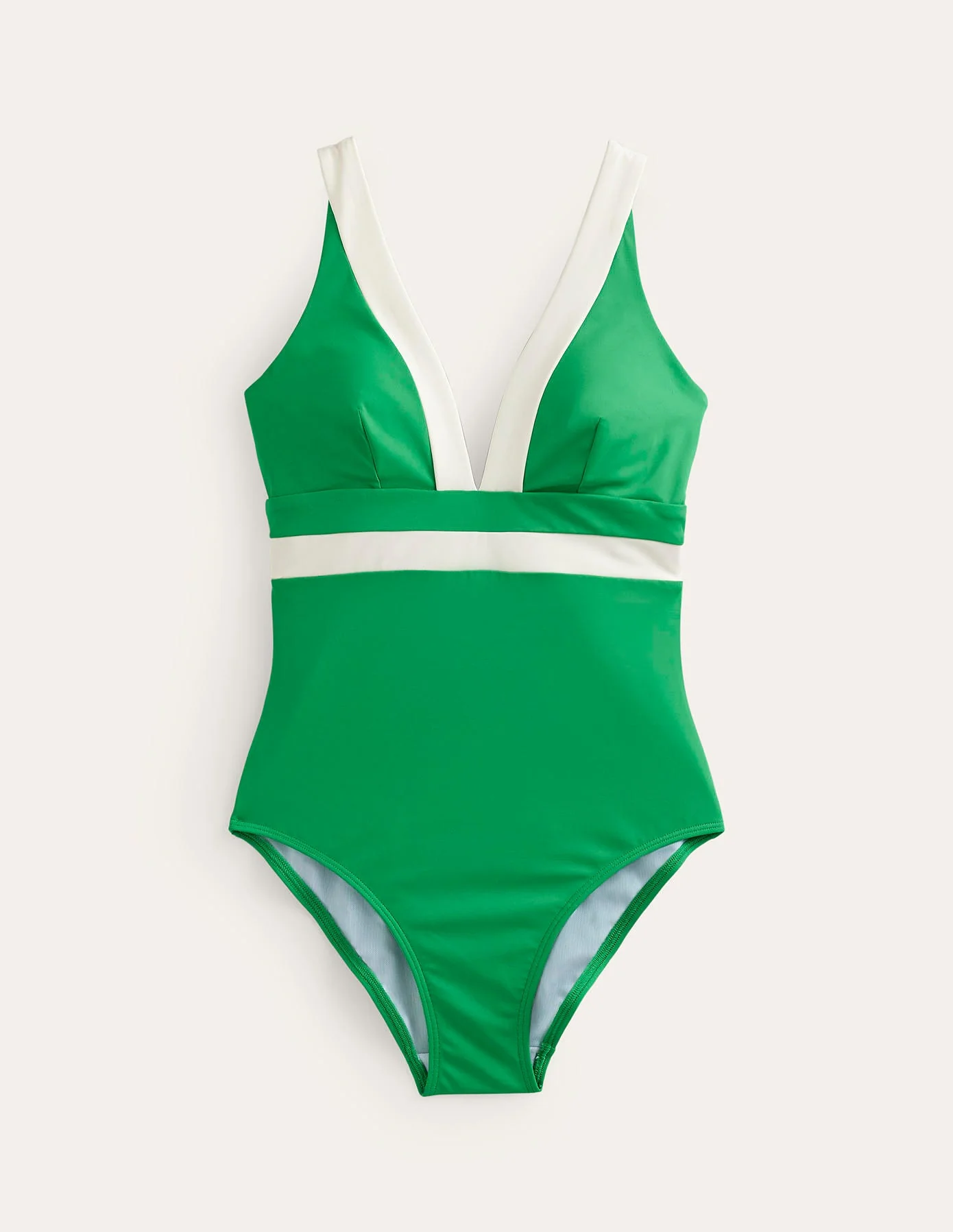 Core Panel Swimsuit-Bright Green, Ivory - Image 5