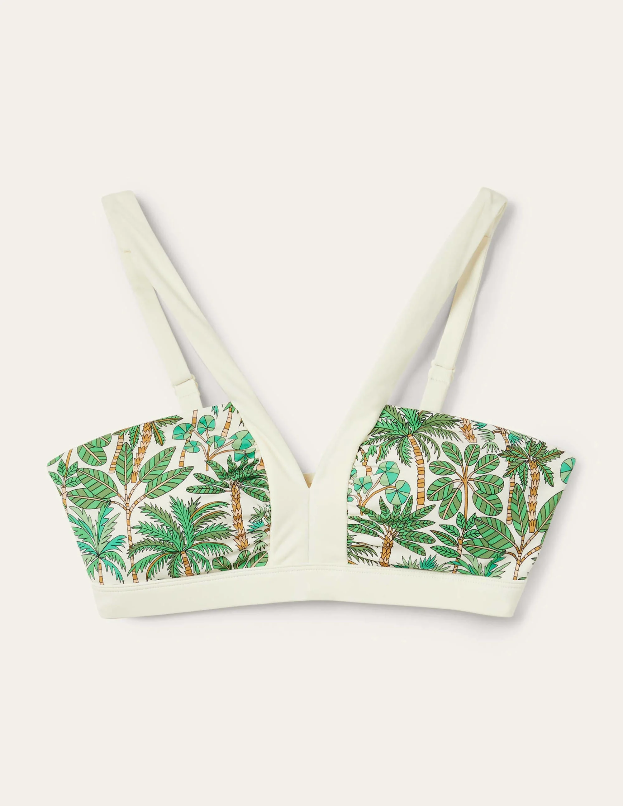 Corsica V-neck Bikini Top-Ivory, Palm Forest - Image 6