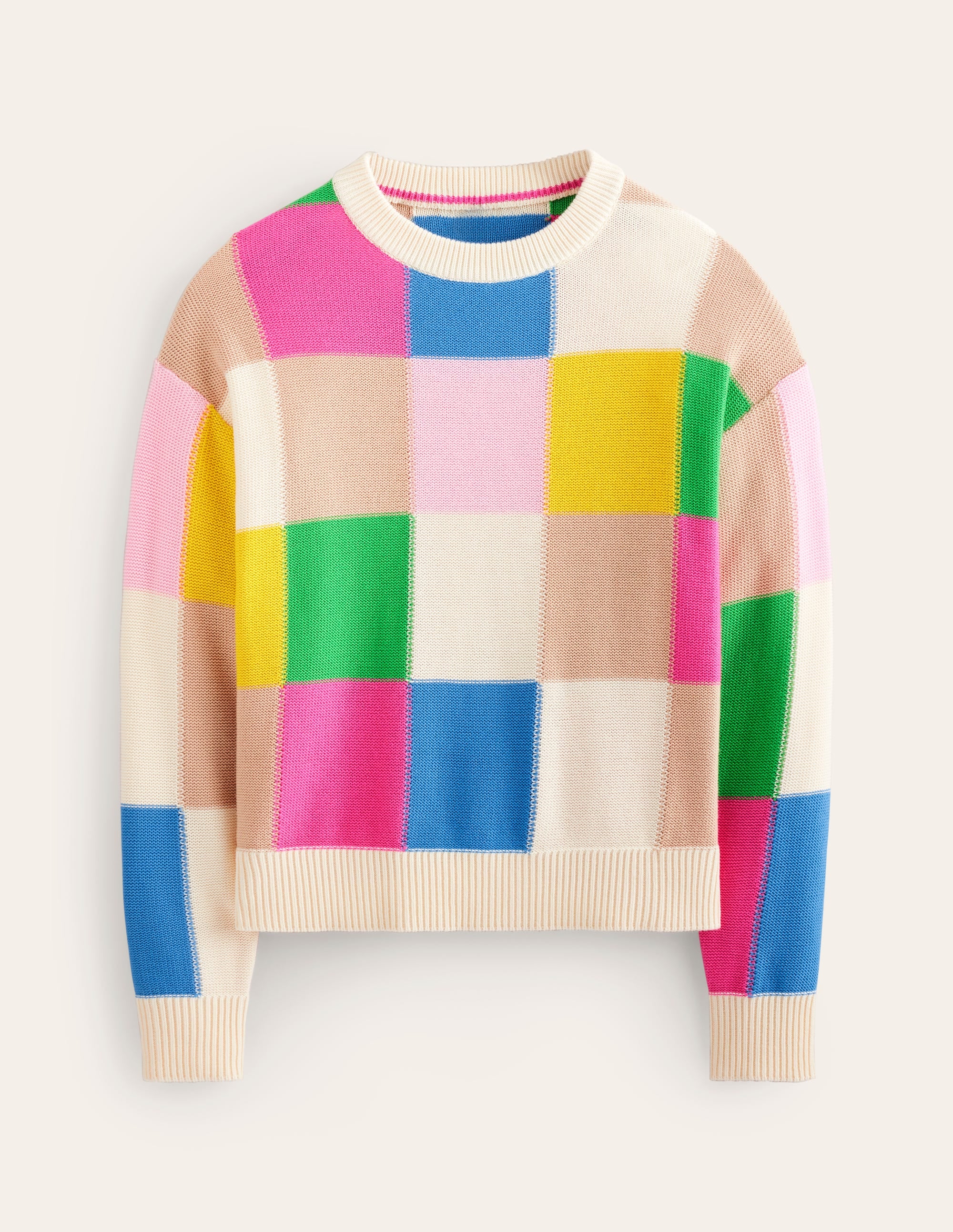 Cotton Argyle Sweater-Multi, Check - Image 6
