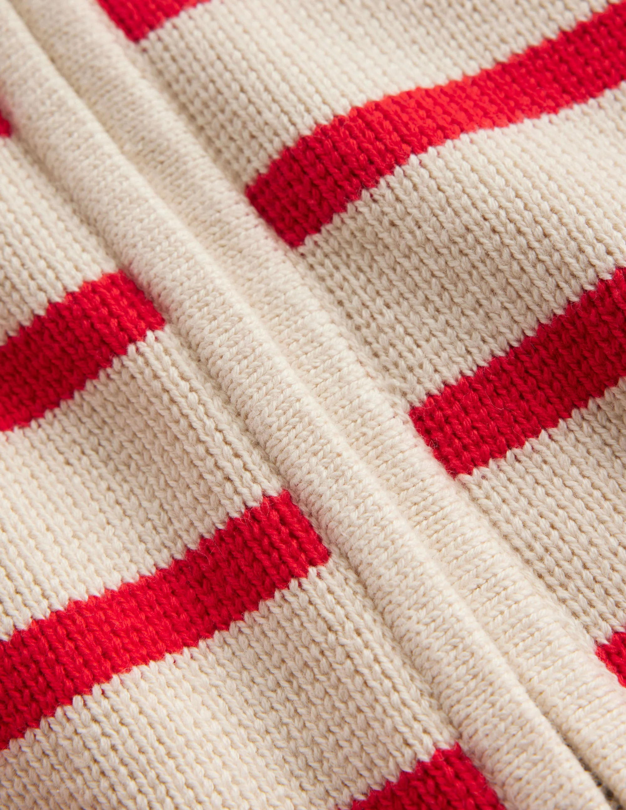 Cotton Breton Cardigan-Warm Ivory, Post Box Red - Image 7