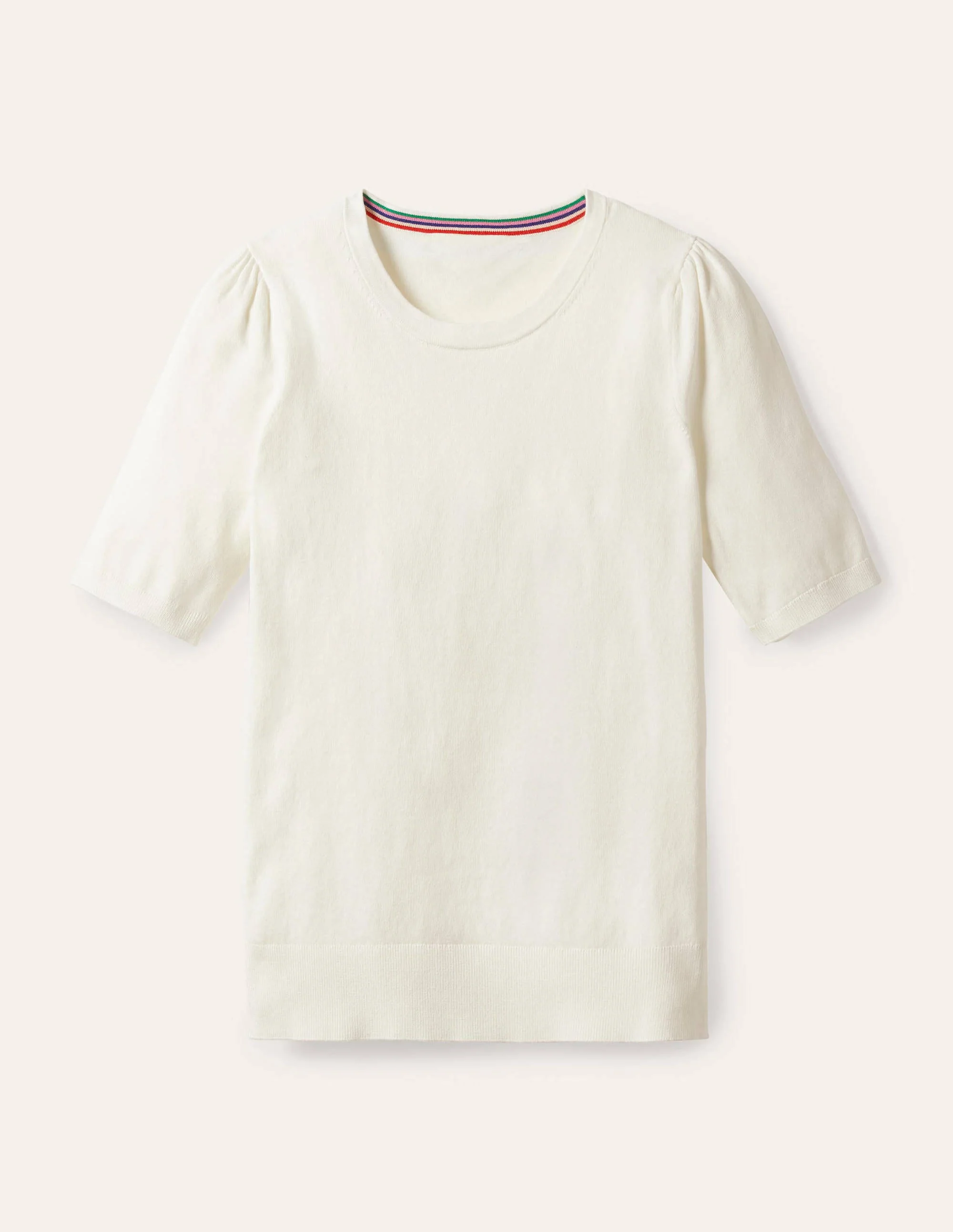 Cotton Crew Knitted Top-Ivory - Image 5