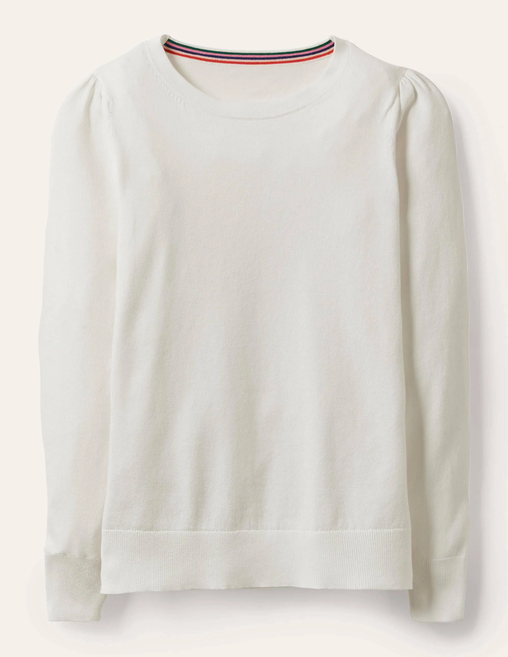 Cotton Crew Neck Sweater-Ivory - Image 5